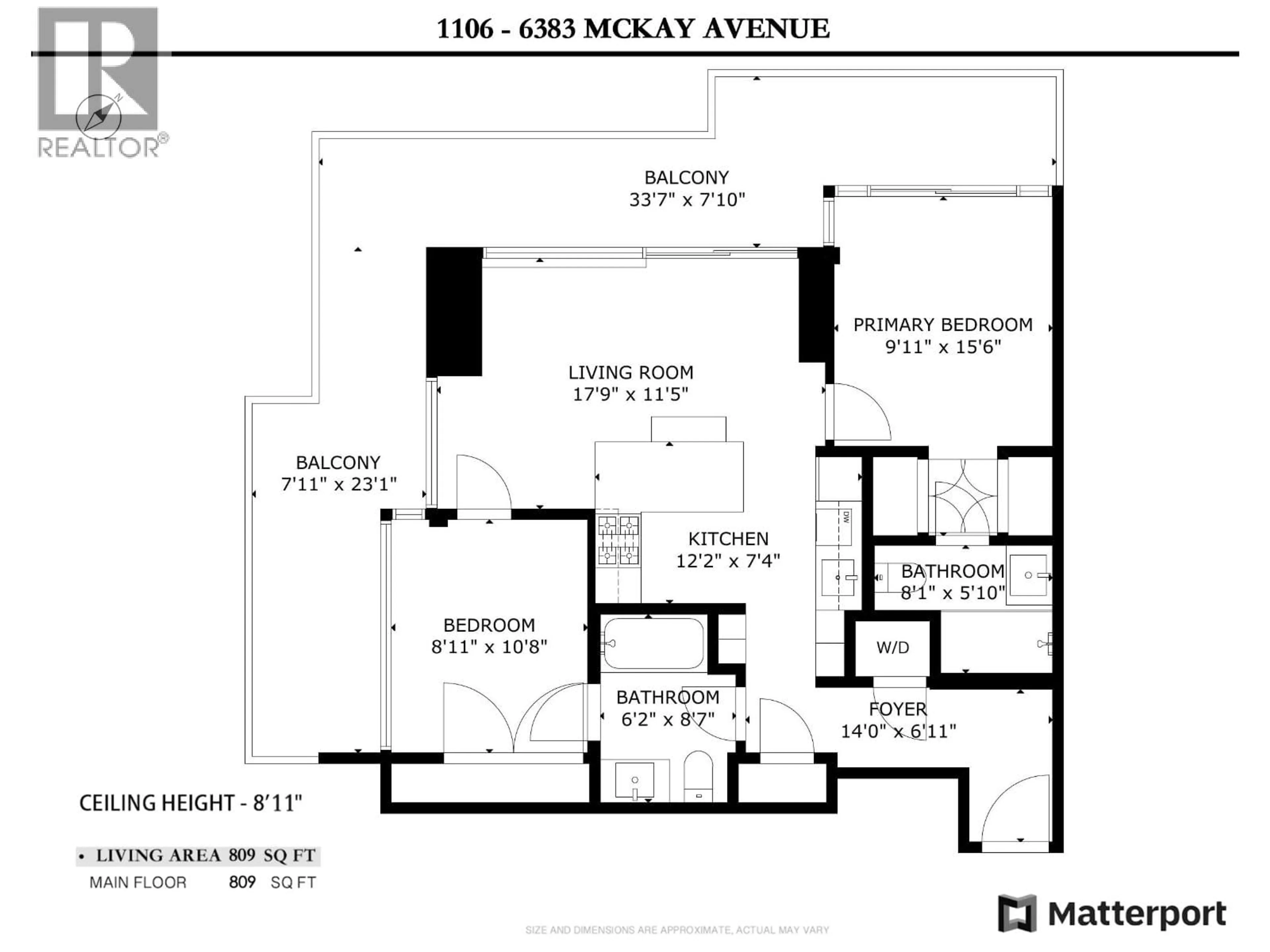 Floor plan for 1106 - 6383 MCKAY AVENUE, Burnaby British Columbia V5H0H8