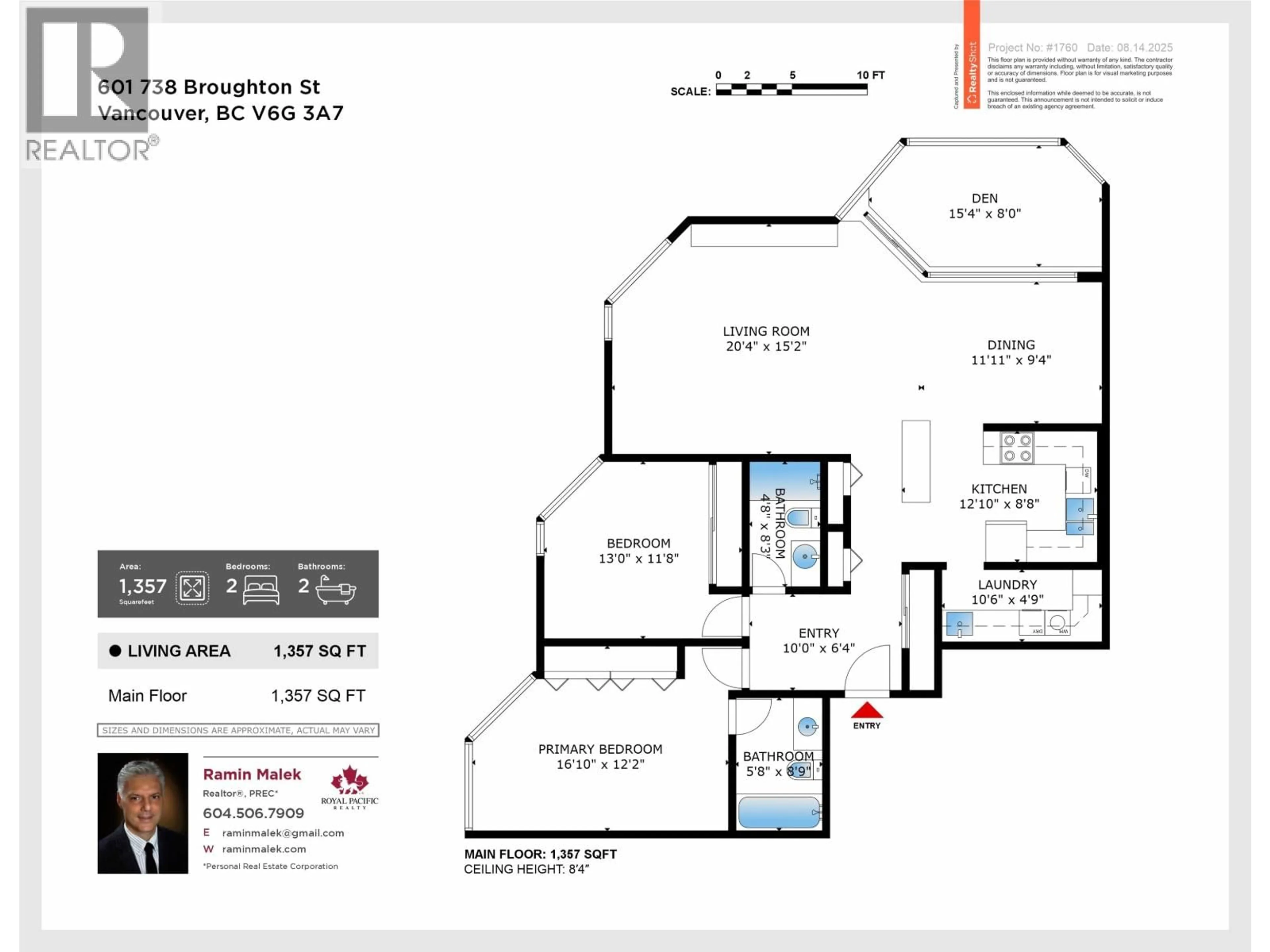 Floor plan for 601 - 738 BROUGHTON STREET, Vancouver British Columbia V6G3A7