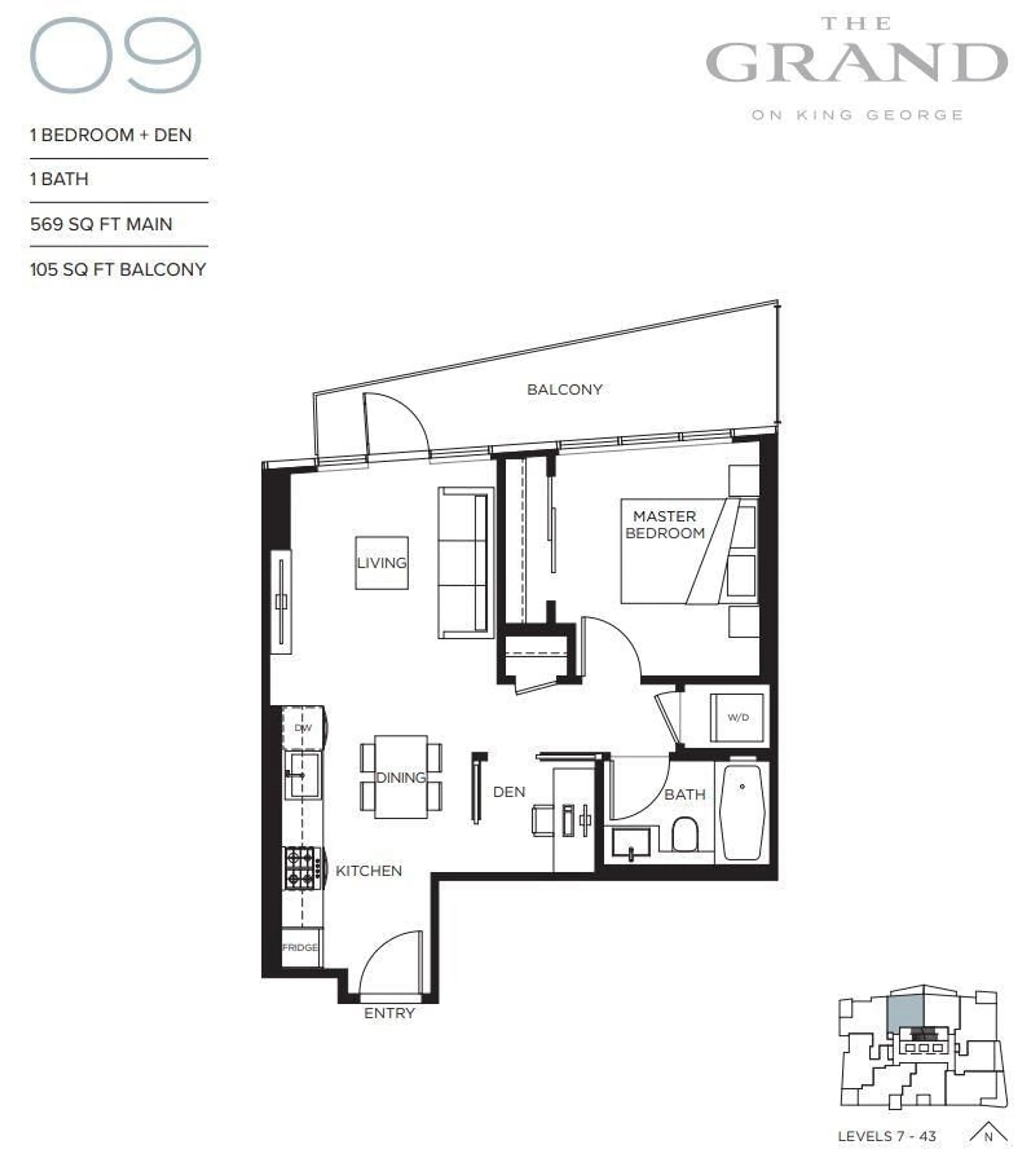 Floor plan for 909 - 10750 135A, Surrey British Columbia V3X2X6