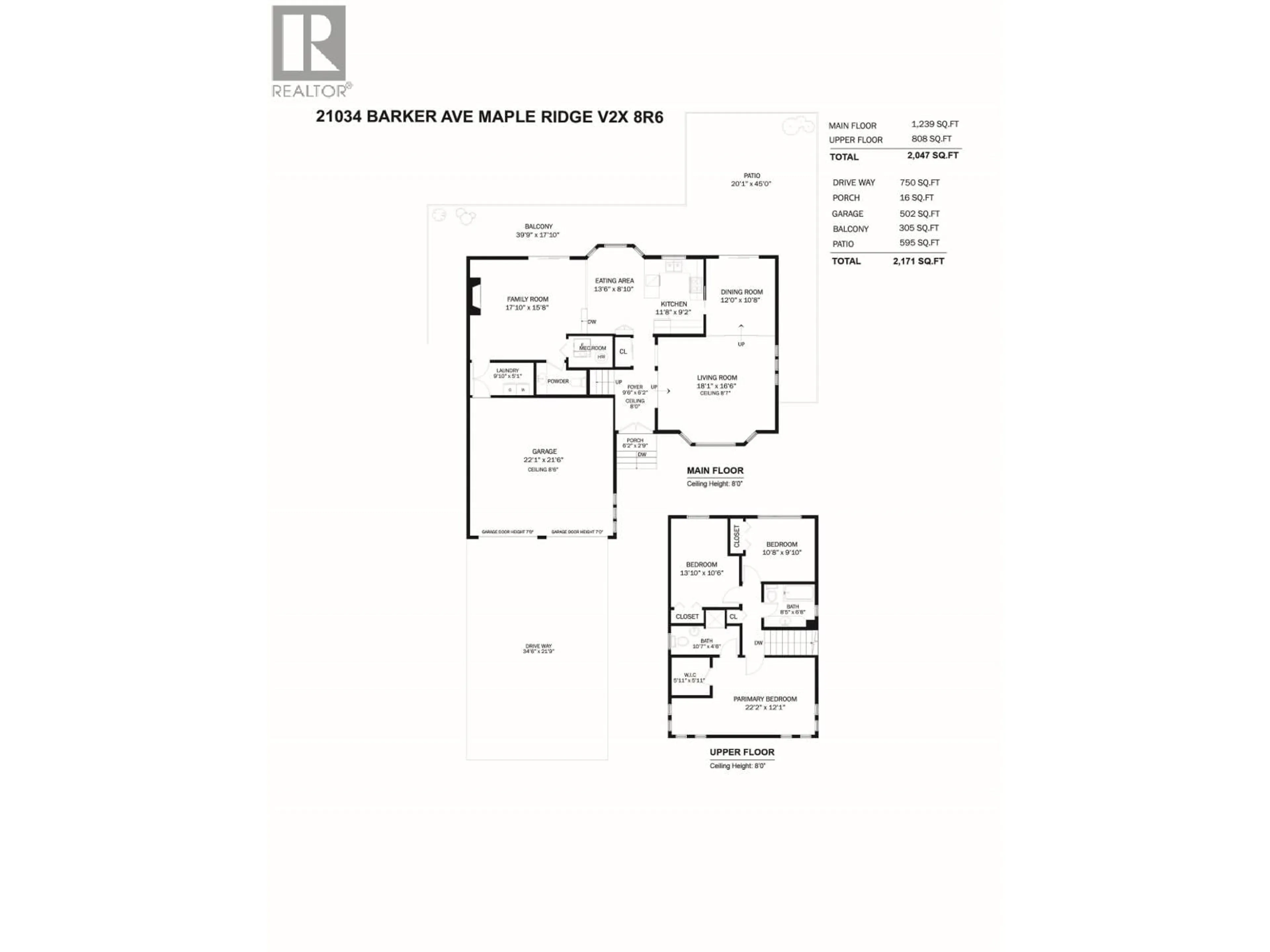 Floor plan for 21034 BARKER AVENUE, Maple Ridge British Columbia V2X8R6