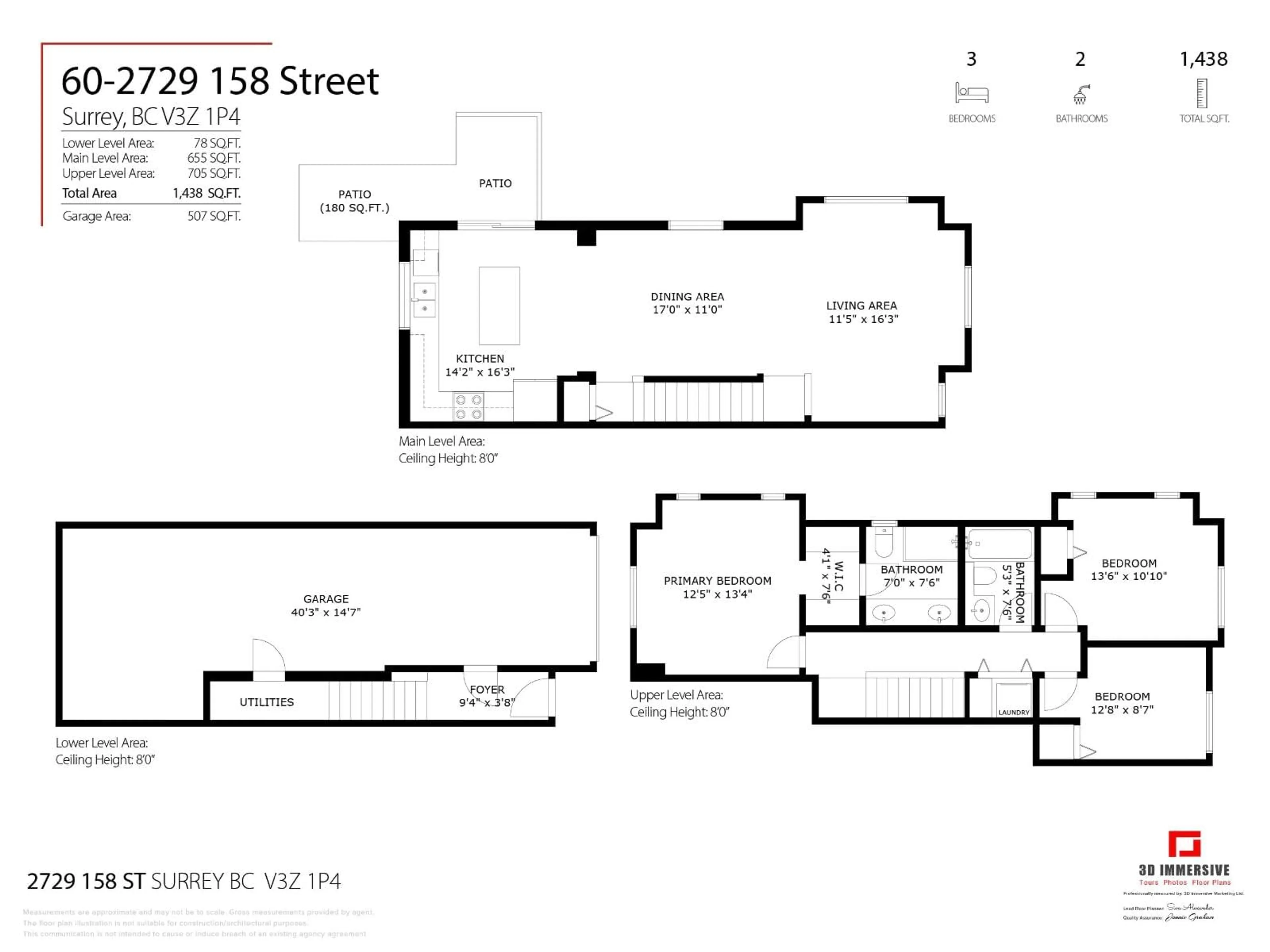 Floor plan for 60 - 2729 158, Surrey British Columbia V3Z1P4