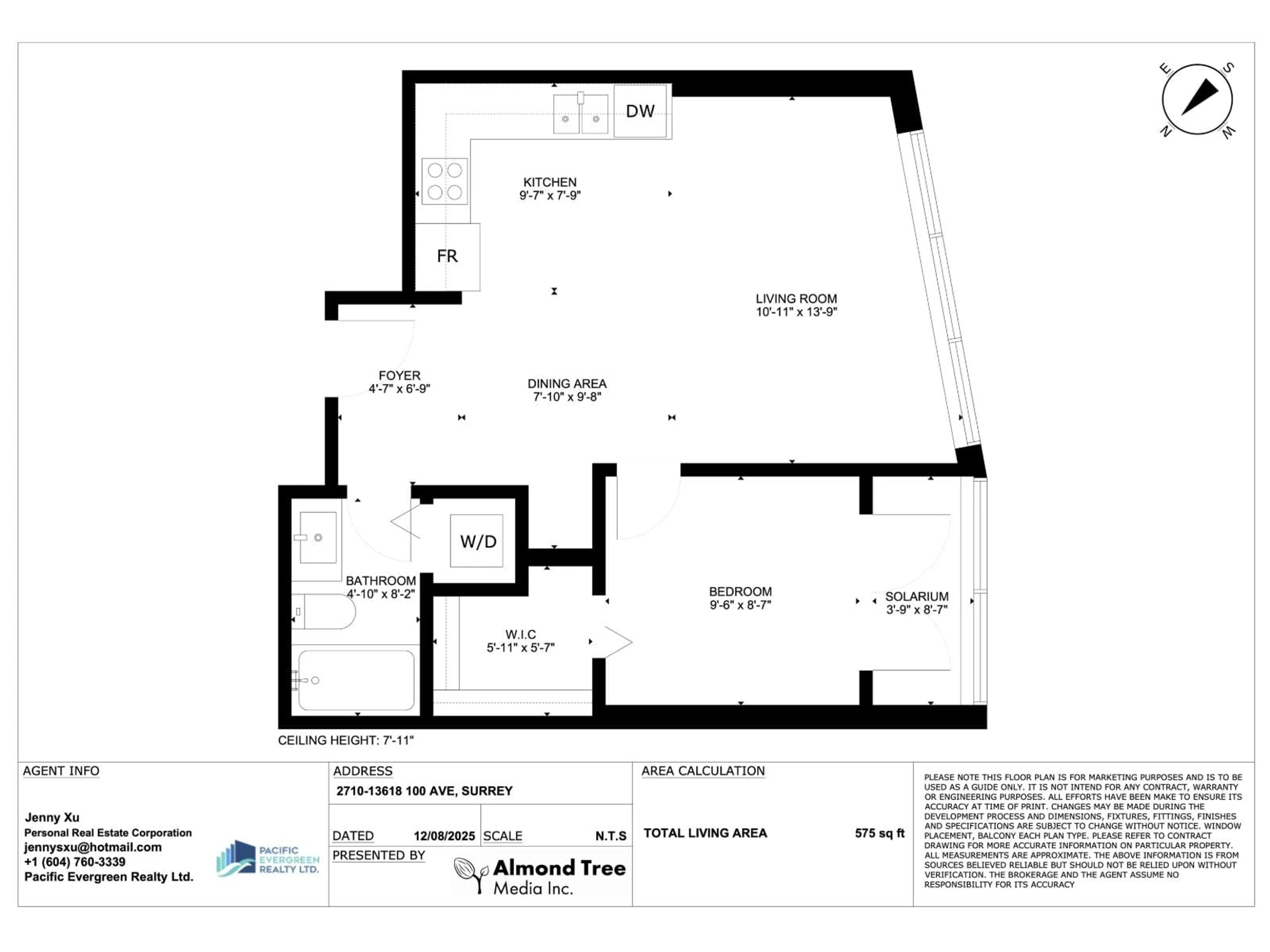 Floor plan for 2710 - 13618 100, Surrey British Columbia V3T0A8