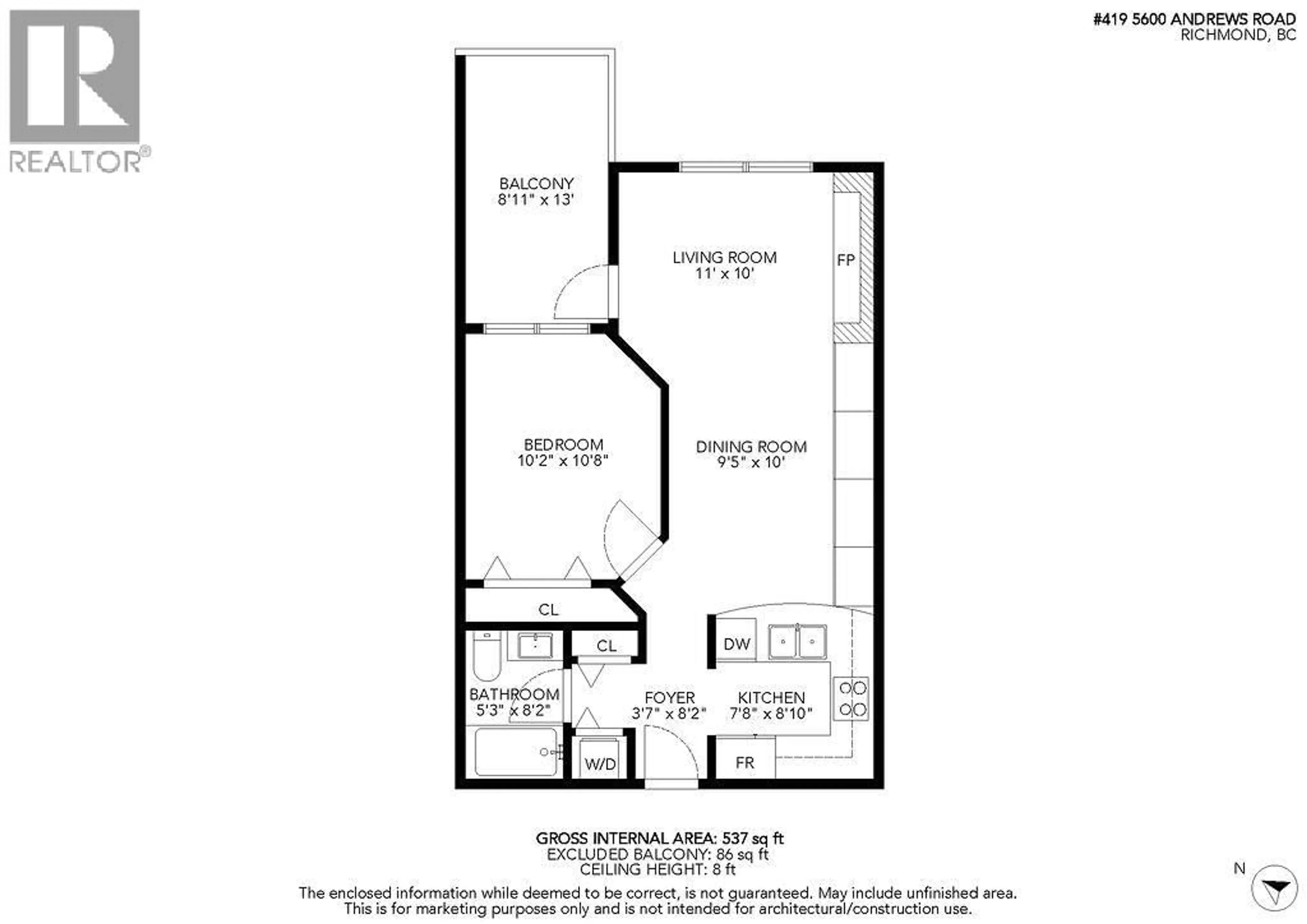 Floor plan for 419 - 5600 ANDREWS ROAD, Richmond British Columbia V7E6N1