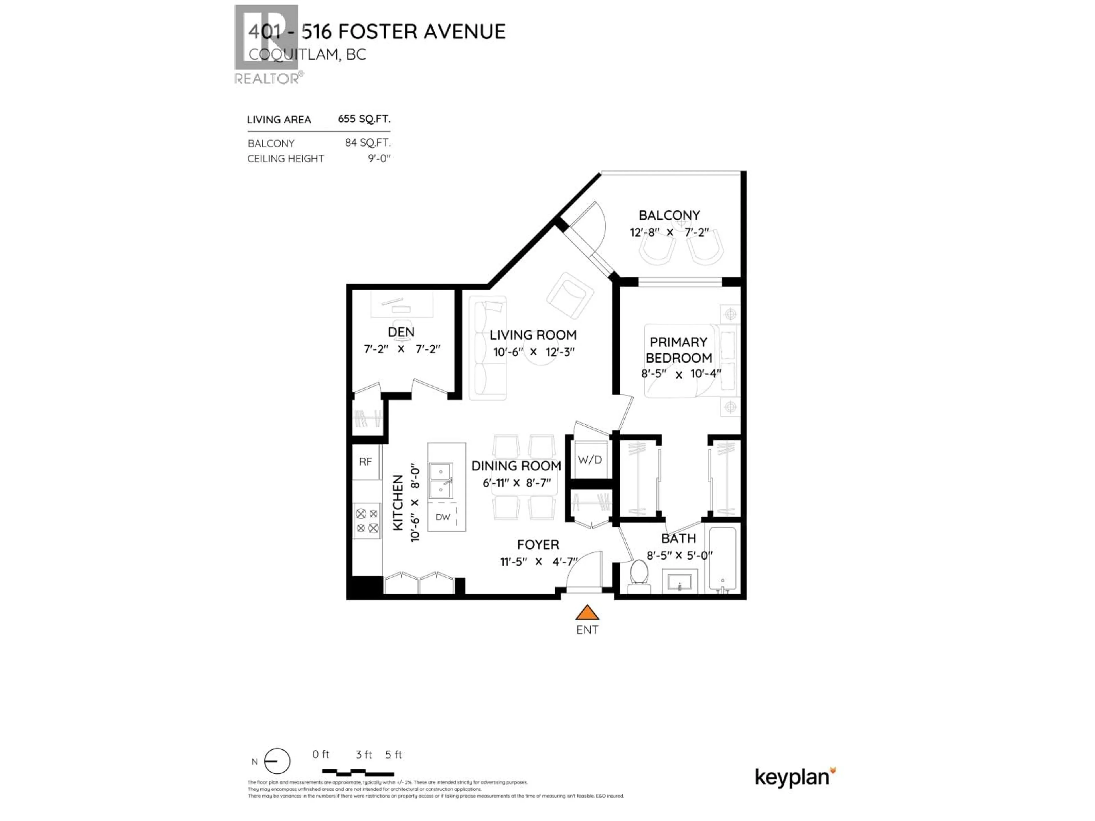 Floor plan for 401 - 516 FOSTER AVENUE, Coquitlam British Columbia V3J0H8
