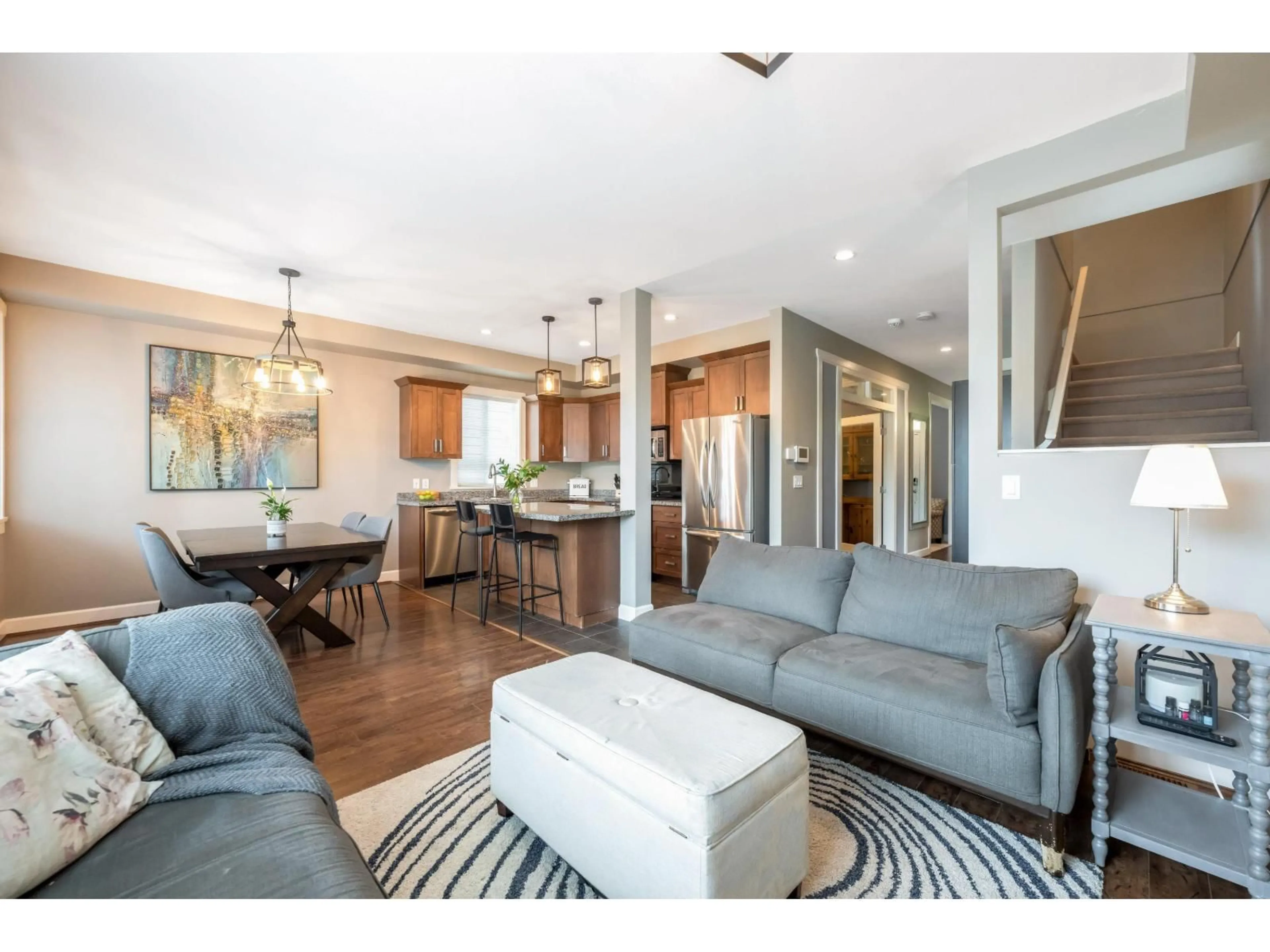 Open concept kitchen, wood/laminate floor for 21113 79A, Langley British Columbia V2Y0H3