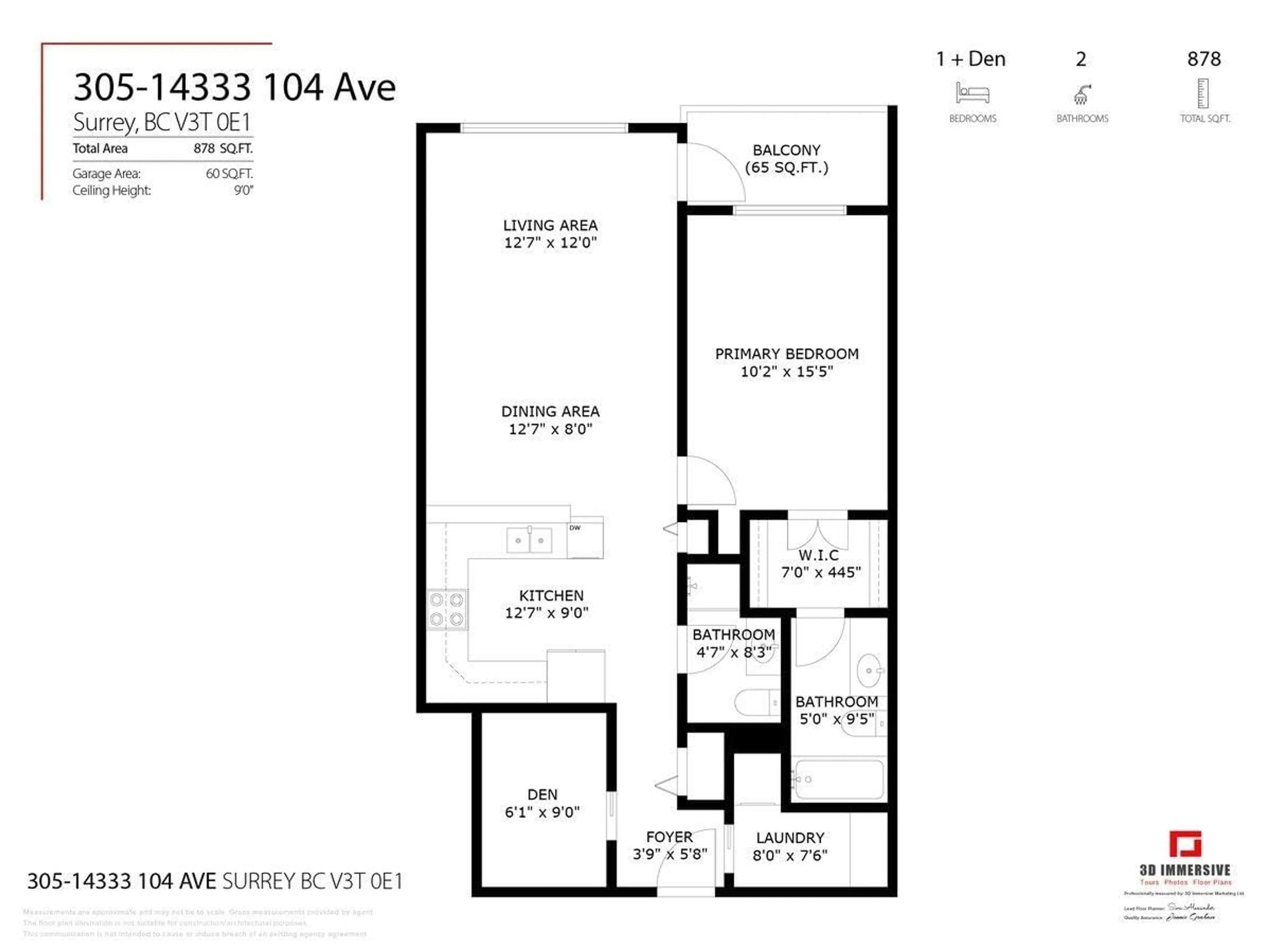 Floor plan for 305 - 14333 104, Surrey British Columbia V3T0E1