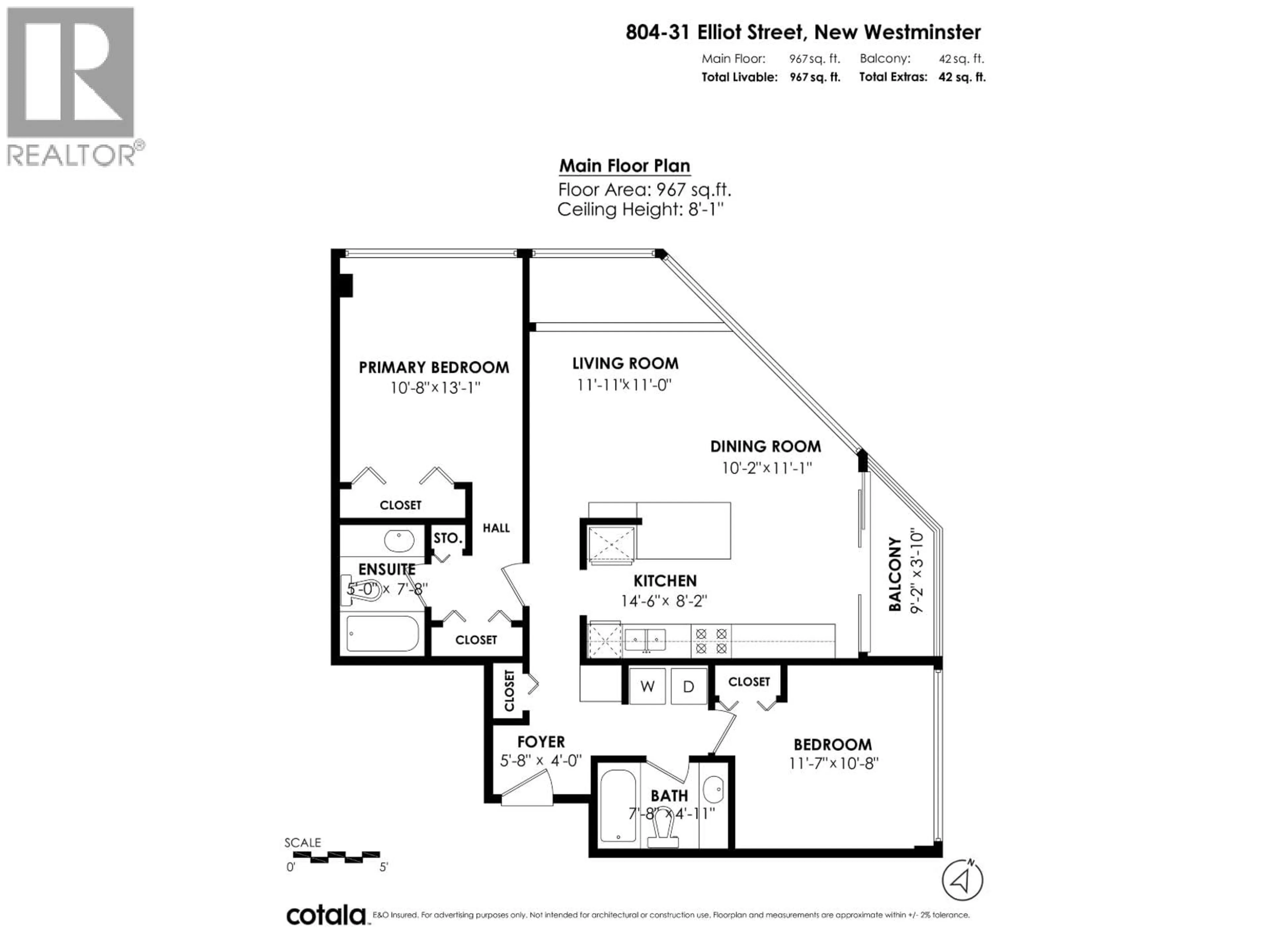 Floor plan for 804 - 31 ELLIOT STREET, New Westminster British Columbia V3L5C9
