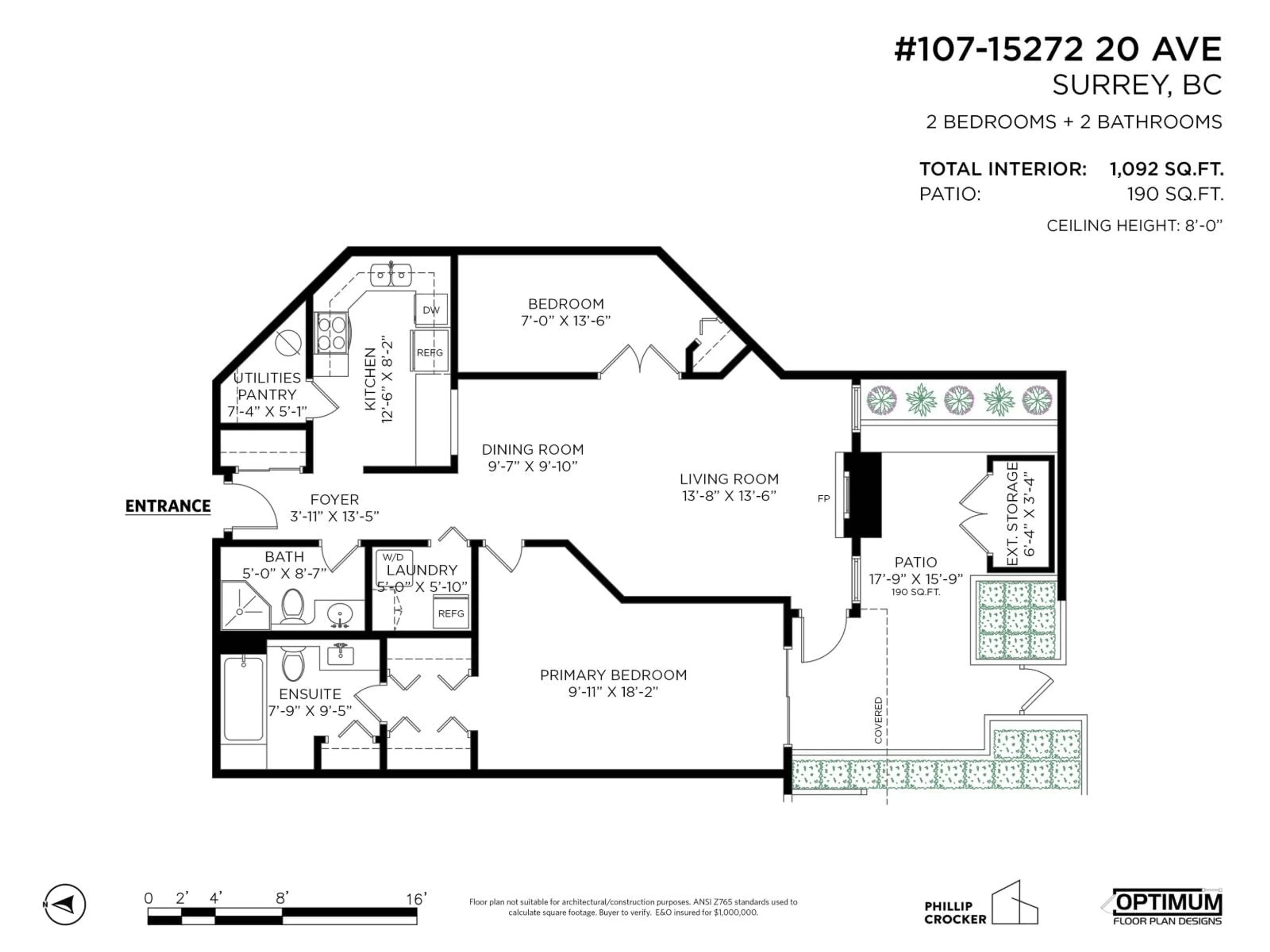 Floor plan for 107 - 15272 20, Surrey British Columbia V4A2A3