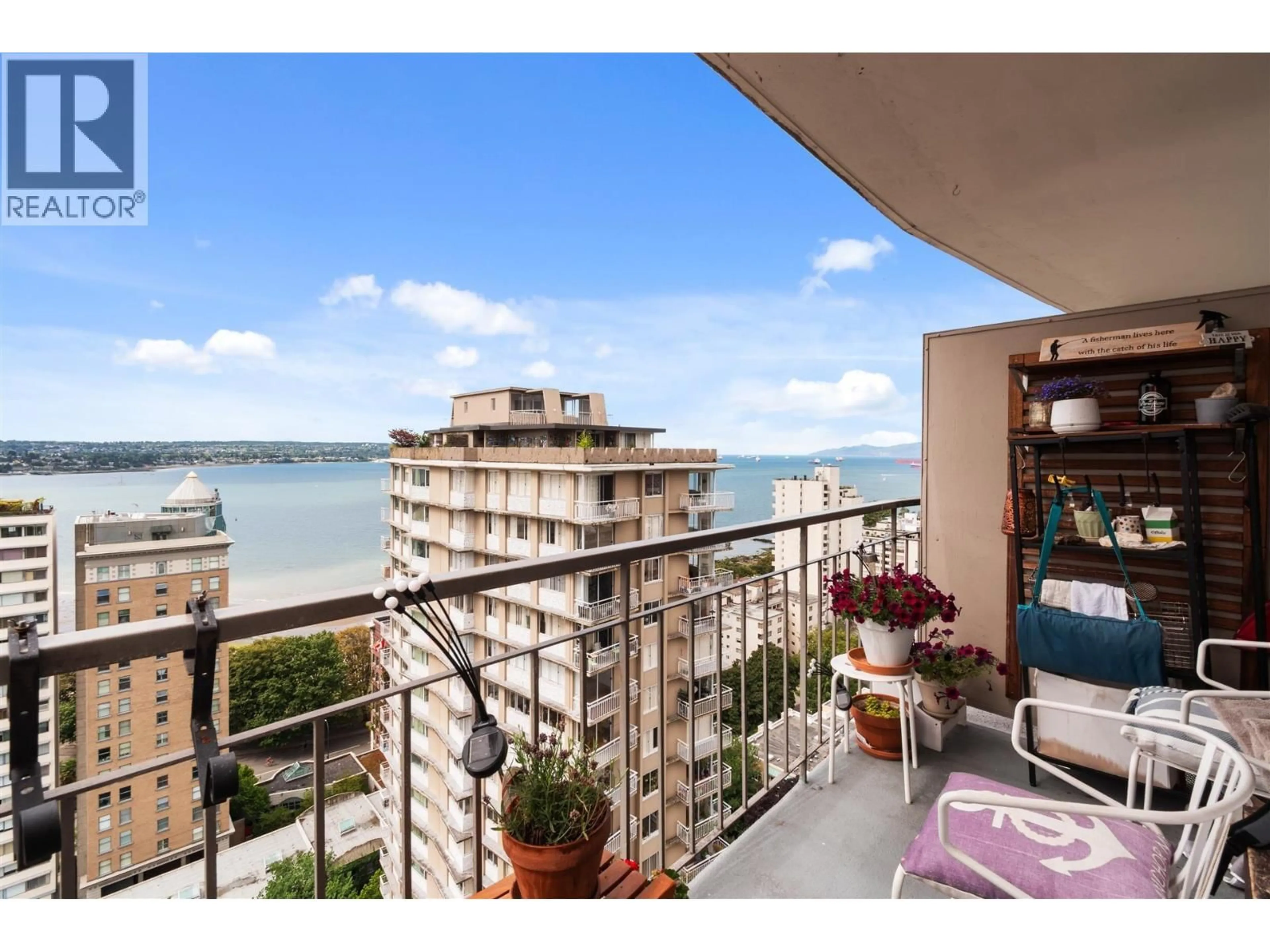 Balcony in the apartment, water/lake/river/ocean view for 2402 - 1850 COMOX STREET, Vancouver British Columbia V6G1R3