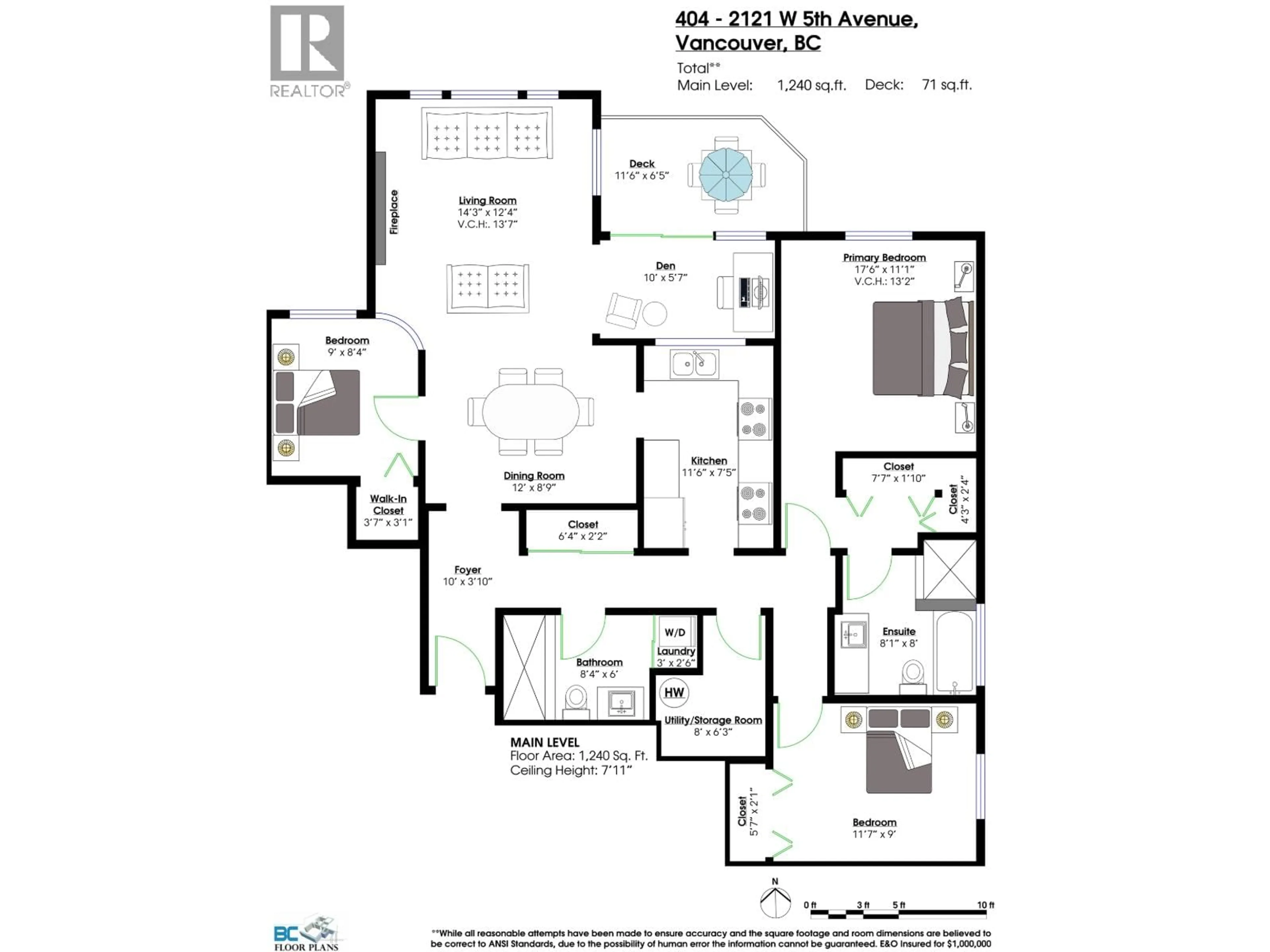 Floor plan for 404 - 2121 5TH AVENUE, Vancouver British Columbia V6K1S1