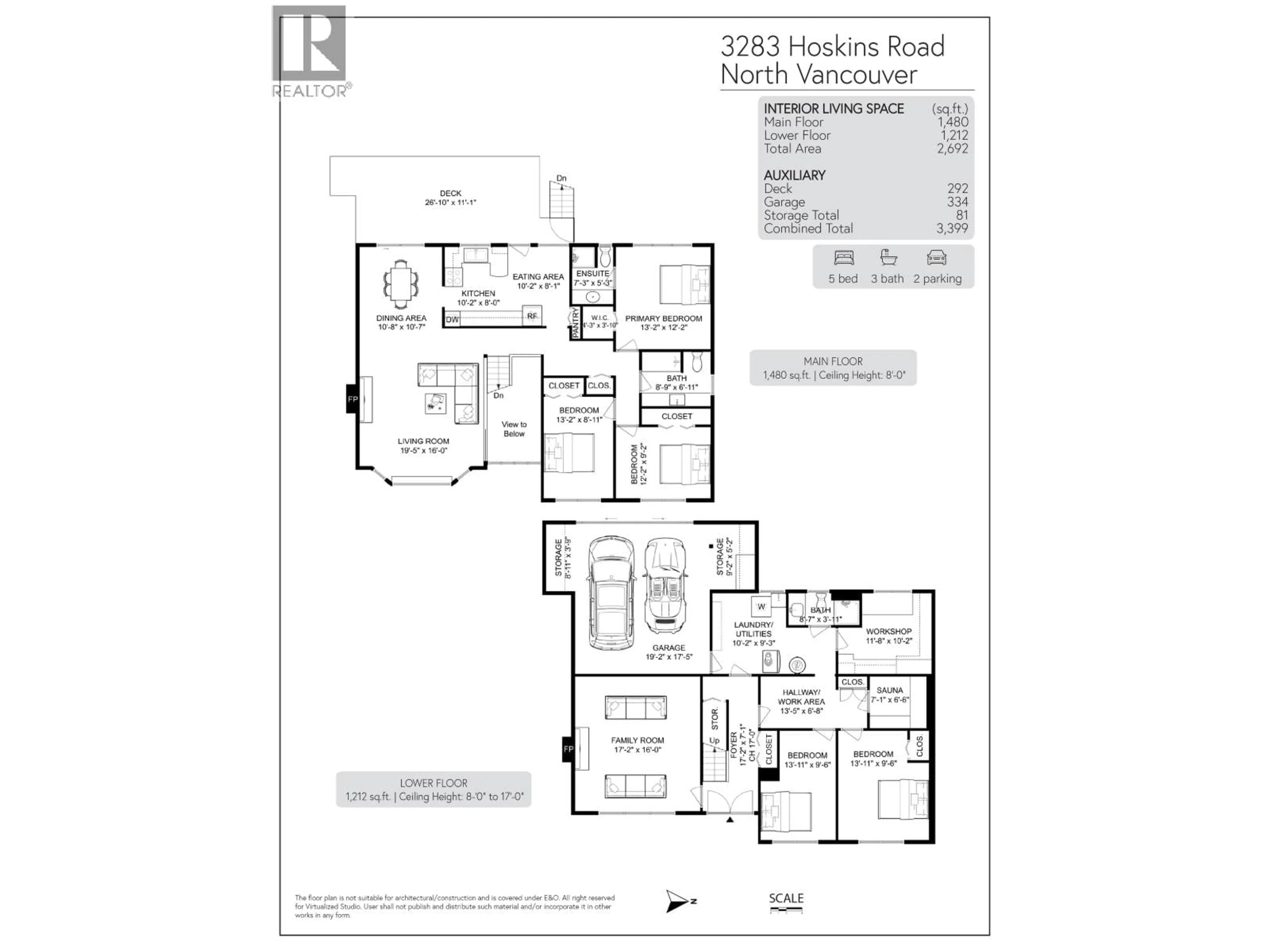 Floor plan for 3283 HOSKINS ROAD, North Vancouver British Columbia V7J3B5