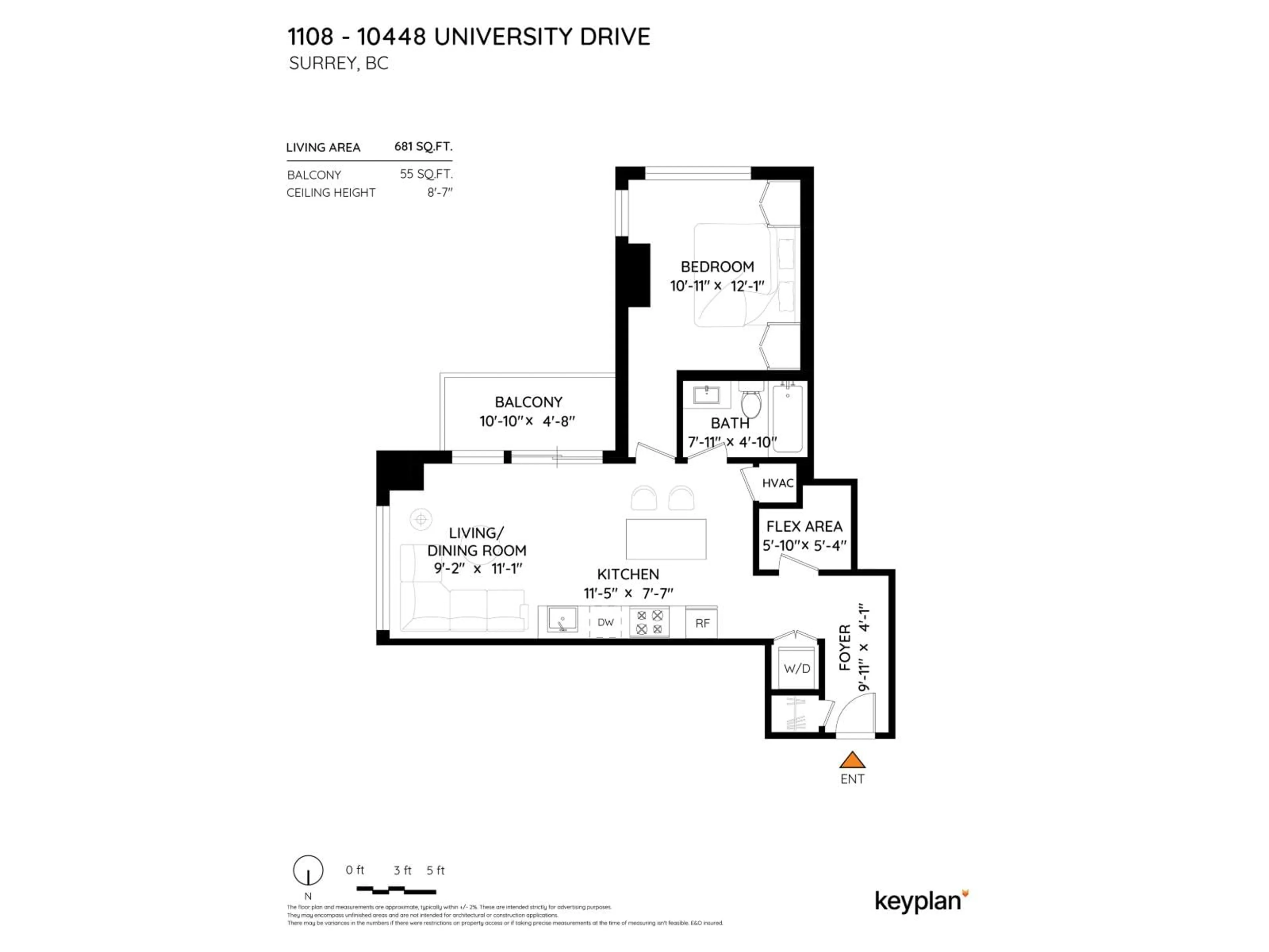 Floor plan for 1108 - 10448 UNIVERSITY, Surrey British Columbia V3T0S7