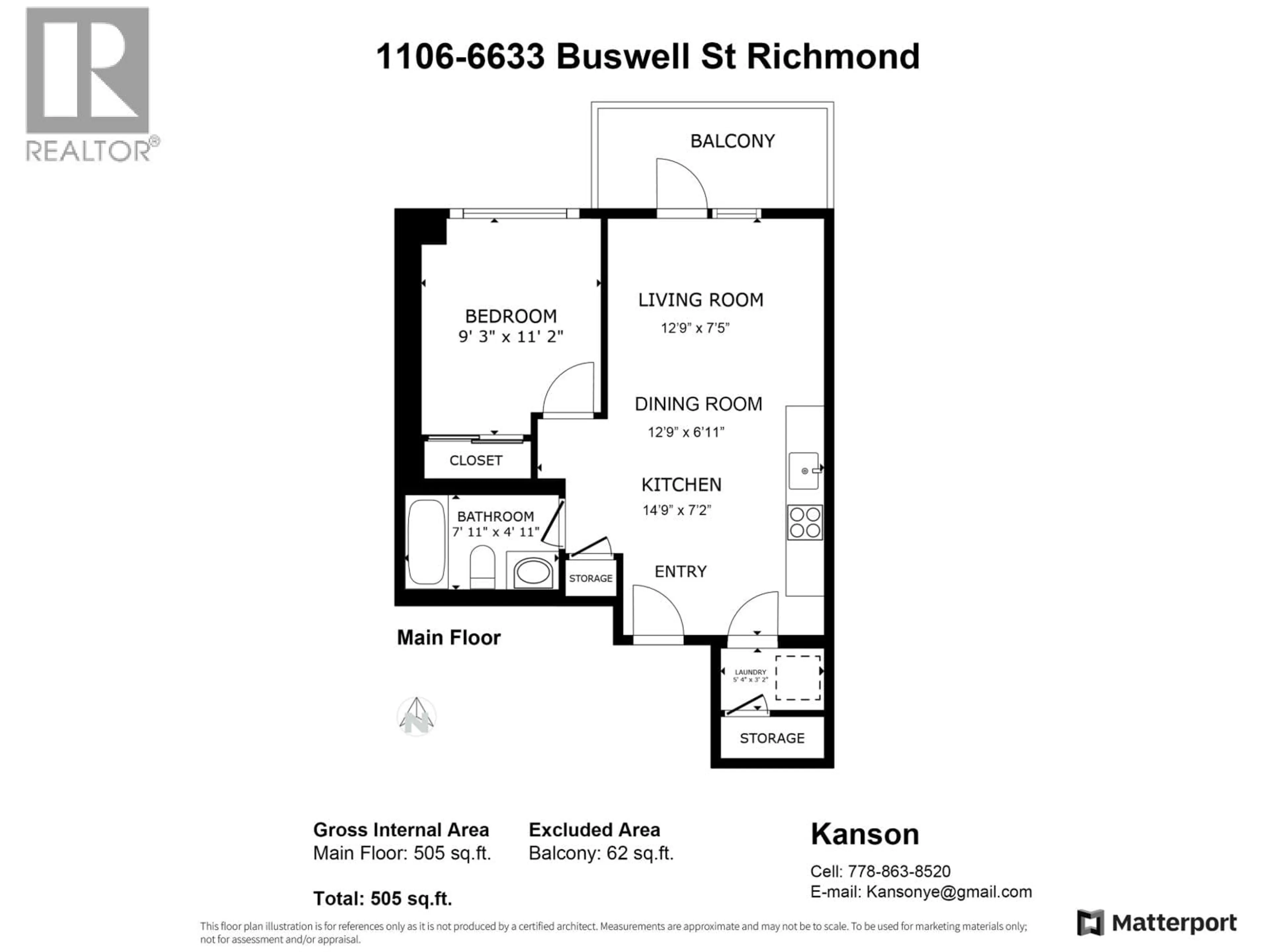 Floor plan for 1106 - 6633 BUSWELL STREET, Richmond British Columbia V6Y0M3