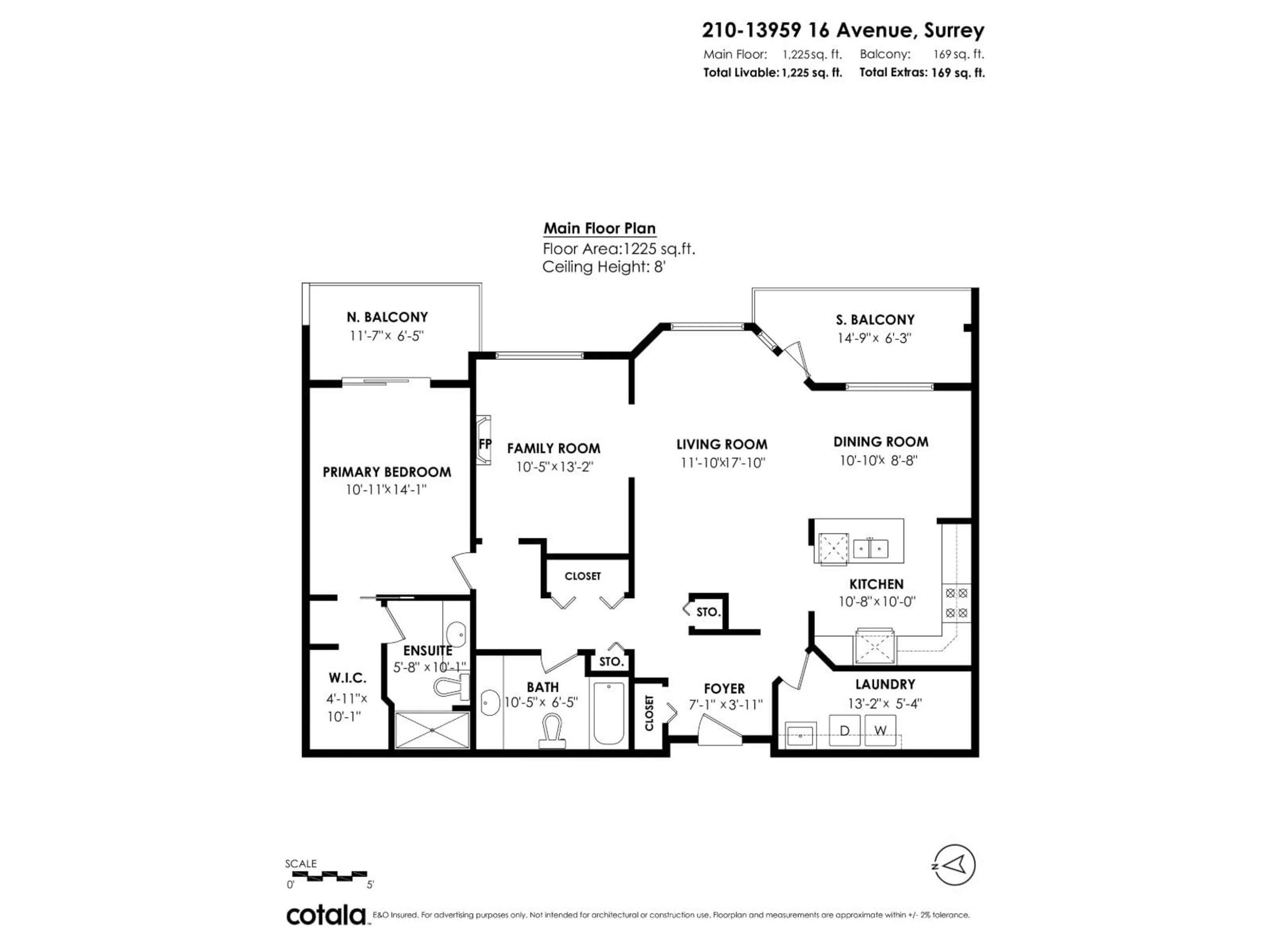 Floor plan for 210 - 13959 16, Surrey British Columbia V4A1P8