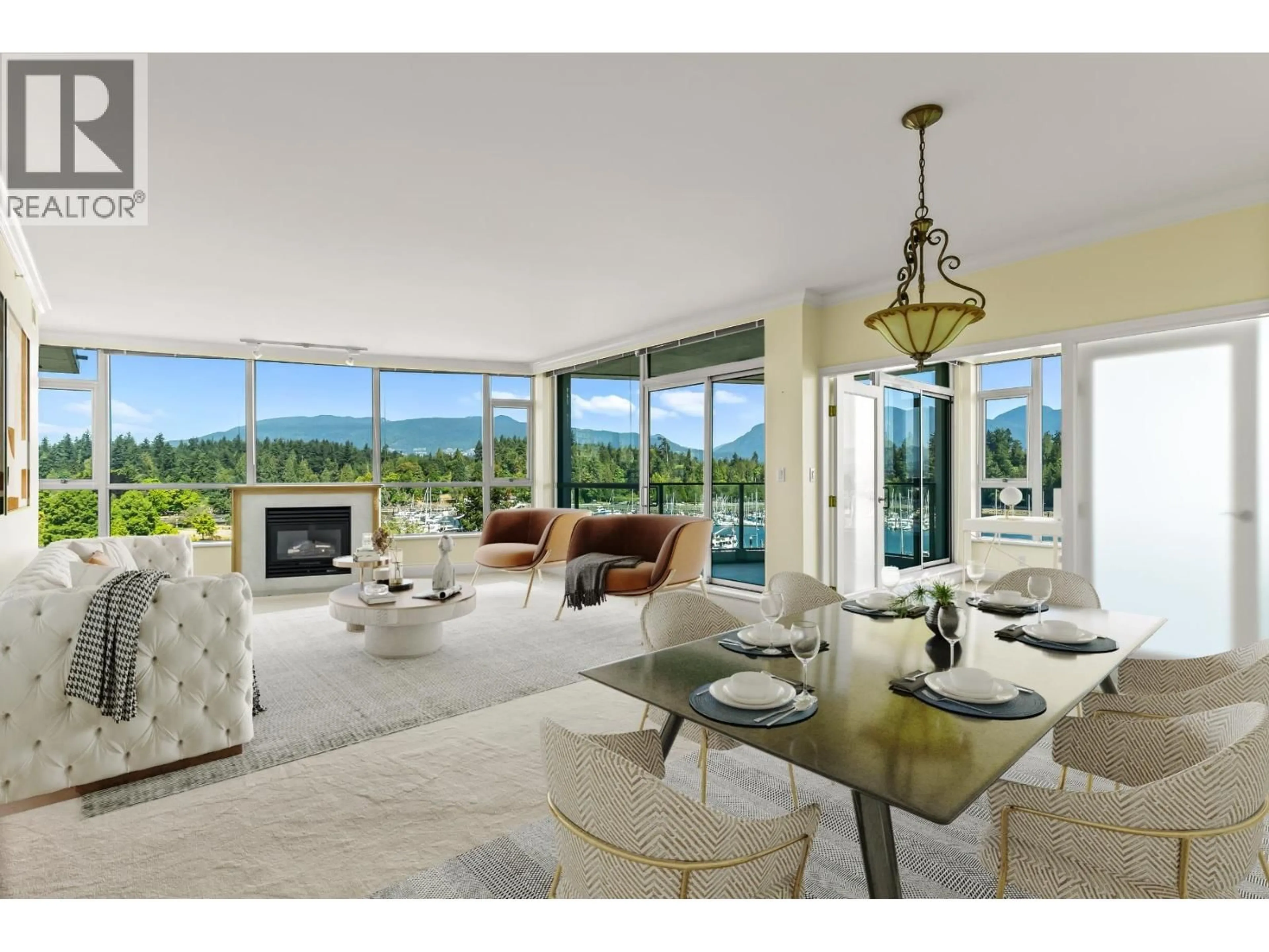 Living room with furniture, ceramic/tile floor for 602 - 1777 BAYSHORE DRIVE, Vancouver British Columbia V6G3H2