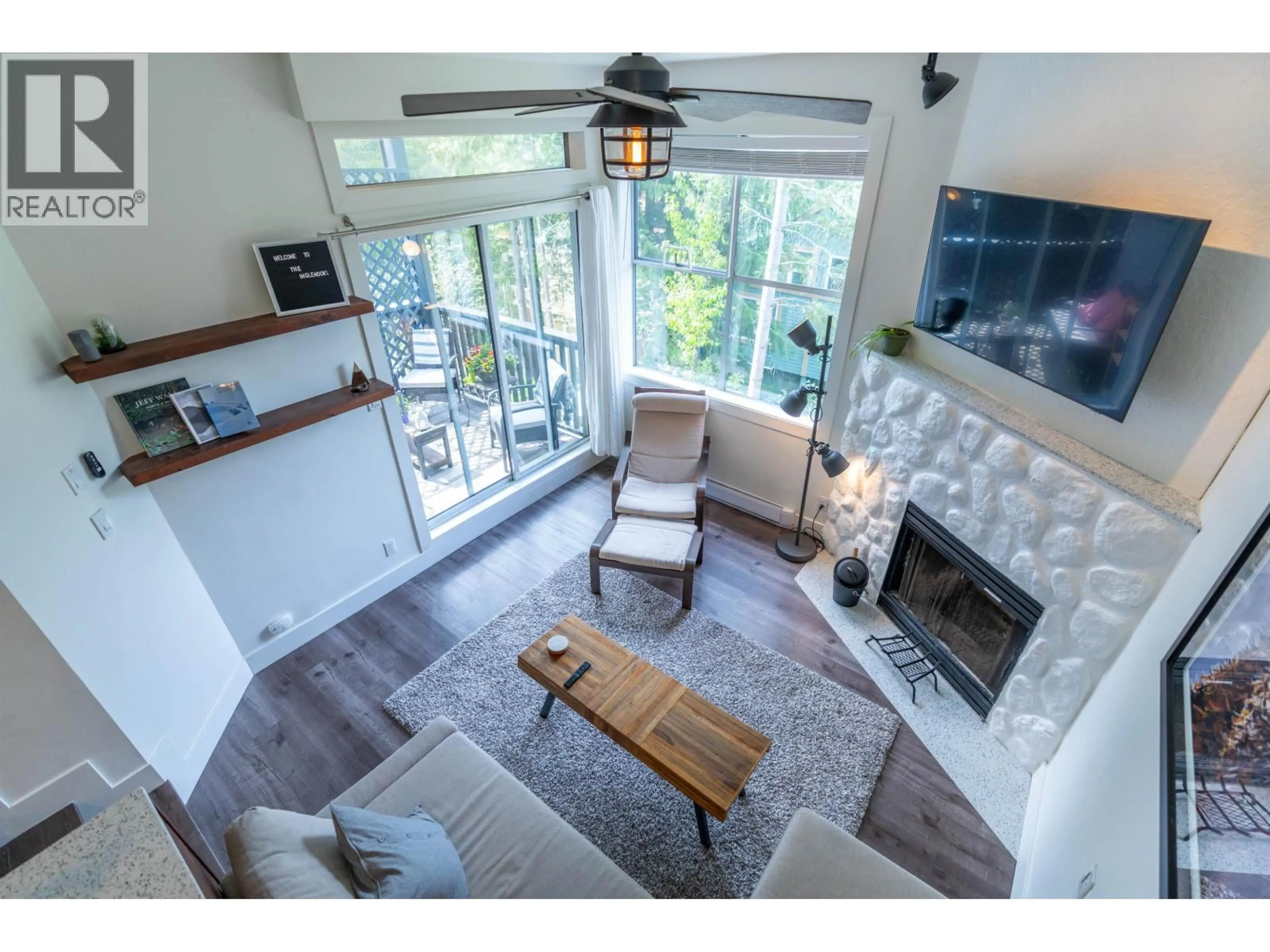 Living room with furniture, wood/laminate floor for 8 - 2213 MARMOT PLACE, Whistler British Columbia V8E0H3
