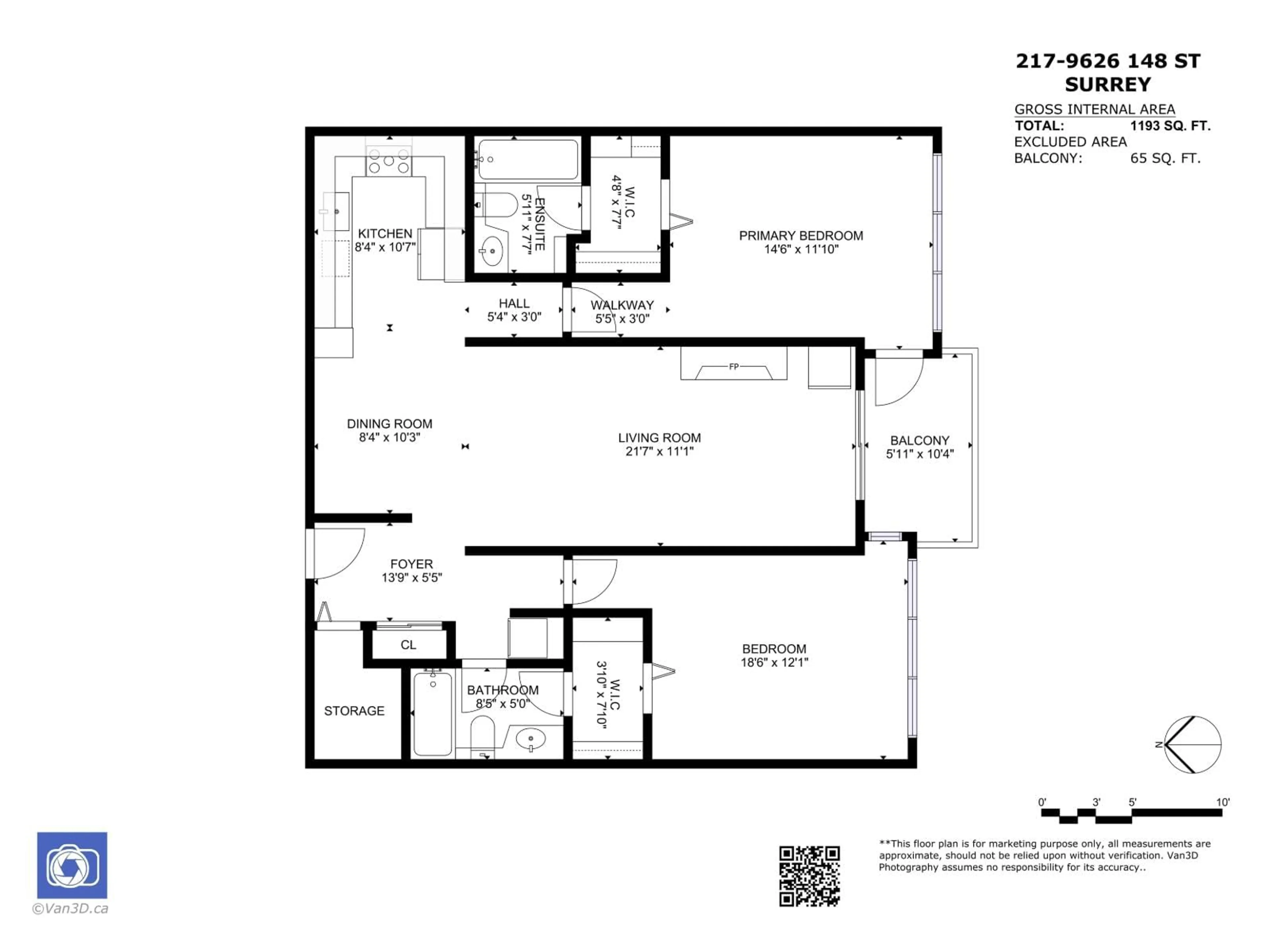 Floor plan for 217 - 9626 148, Surrey British Columbia V3R0W2