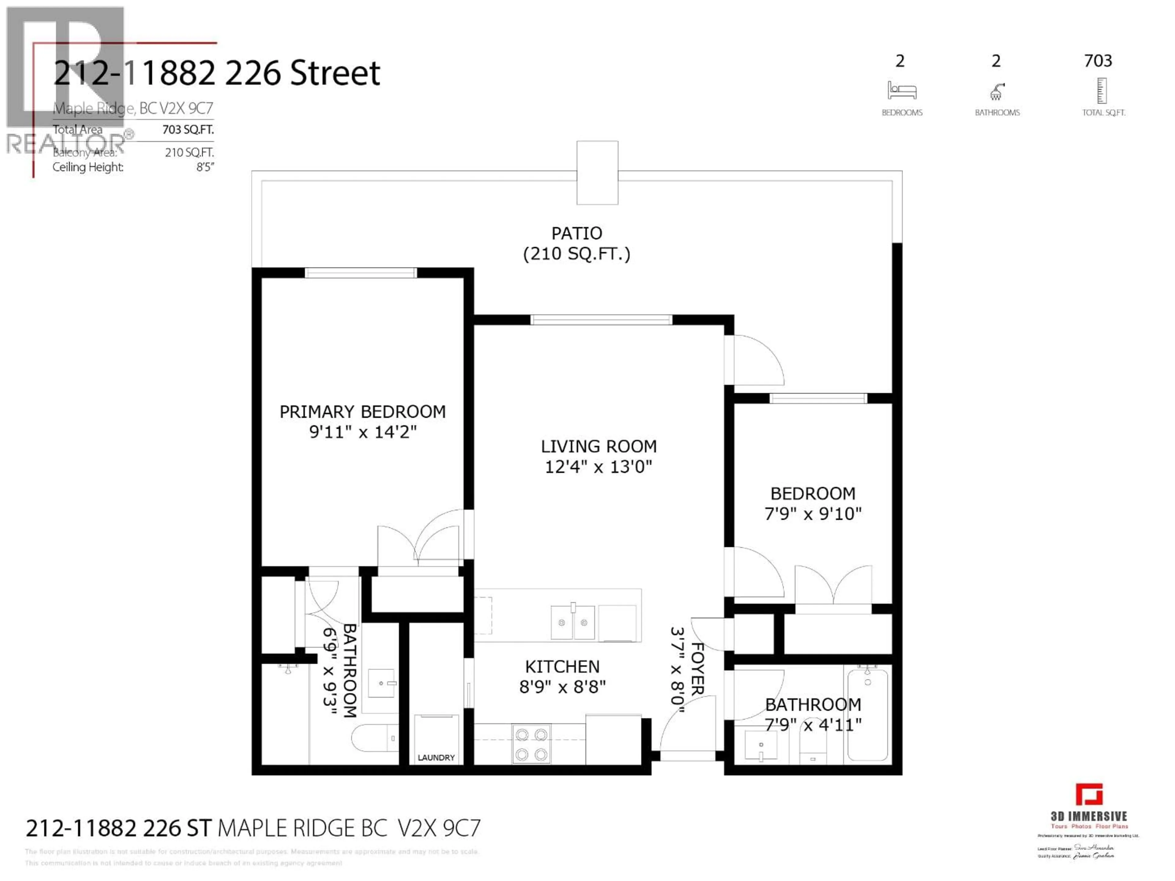 Floor plan for 212 - 11882 226 STREET, Maple Ridge British Columbia V2X9C7