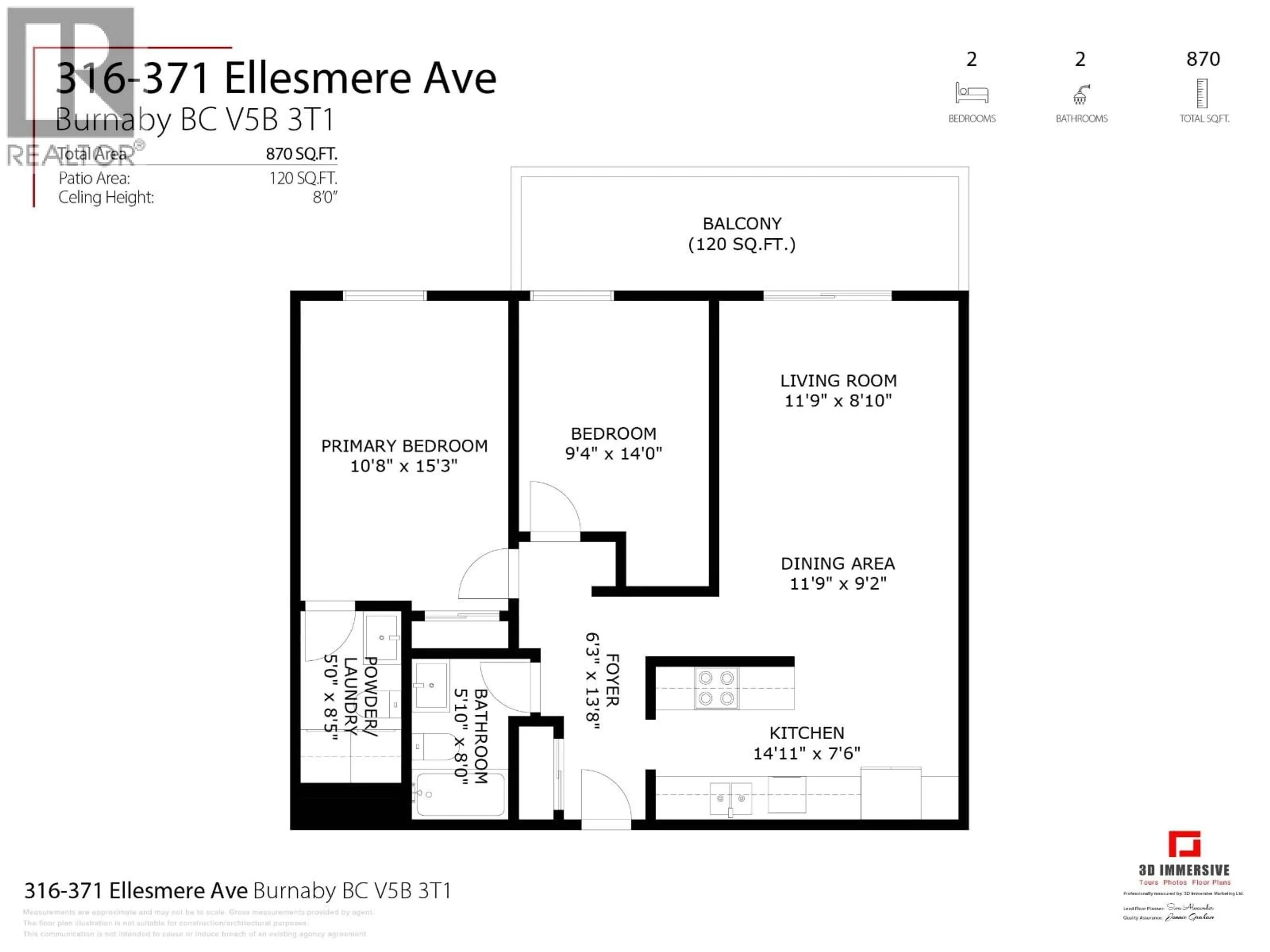 Floor plan for 316 - 371 ELLESMERE AVENUE, Burnaby British Columbia V5B3T1