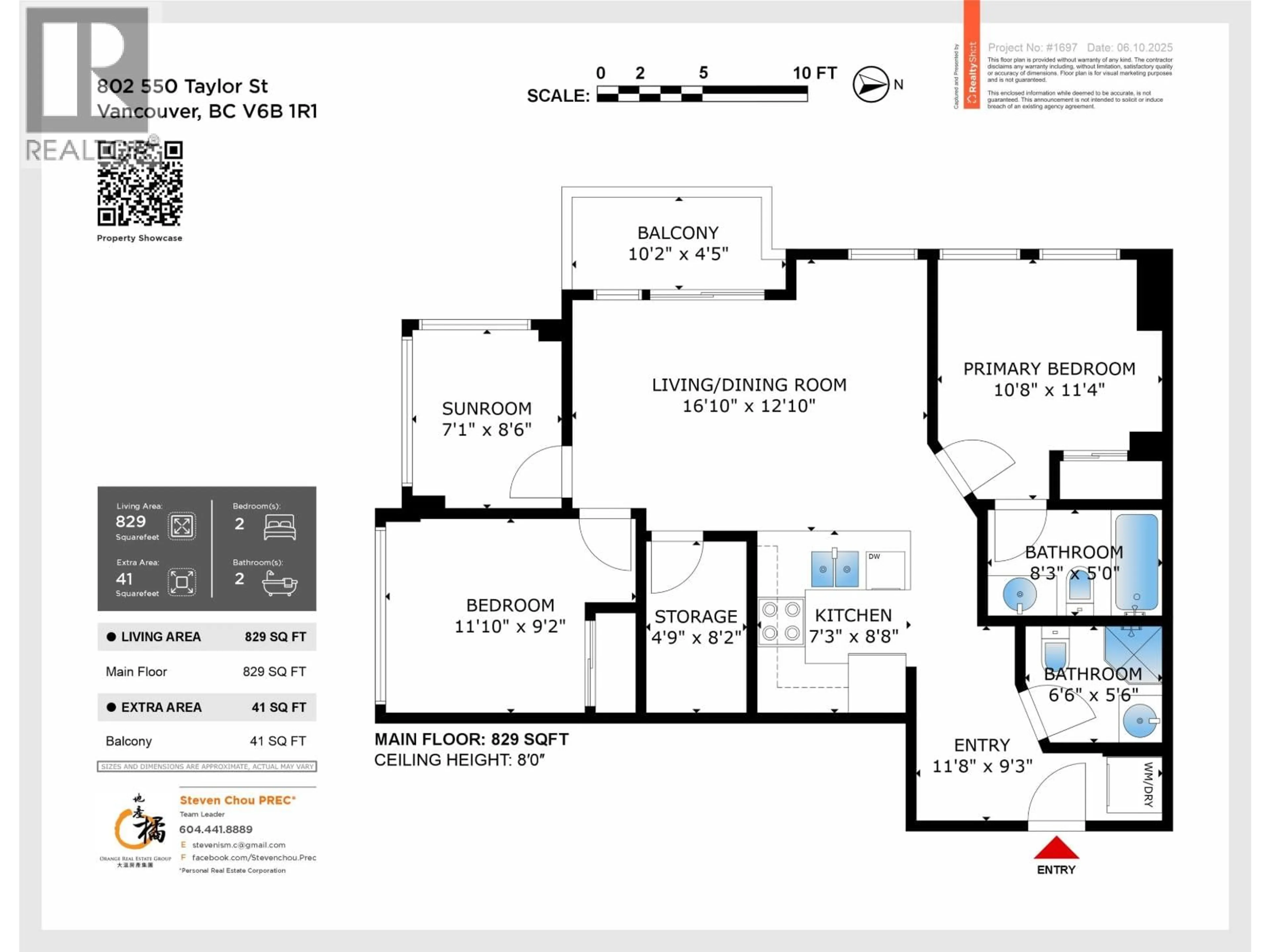 Floor plan for 802 - 550 TAYLOR STREET, Vancouver British Columbia V6B1R1