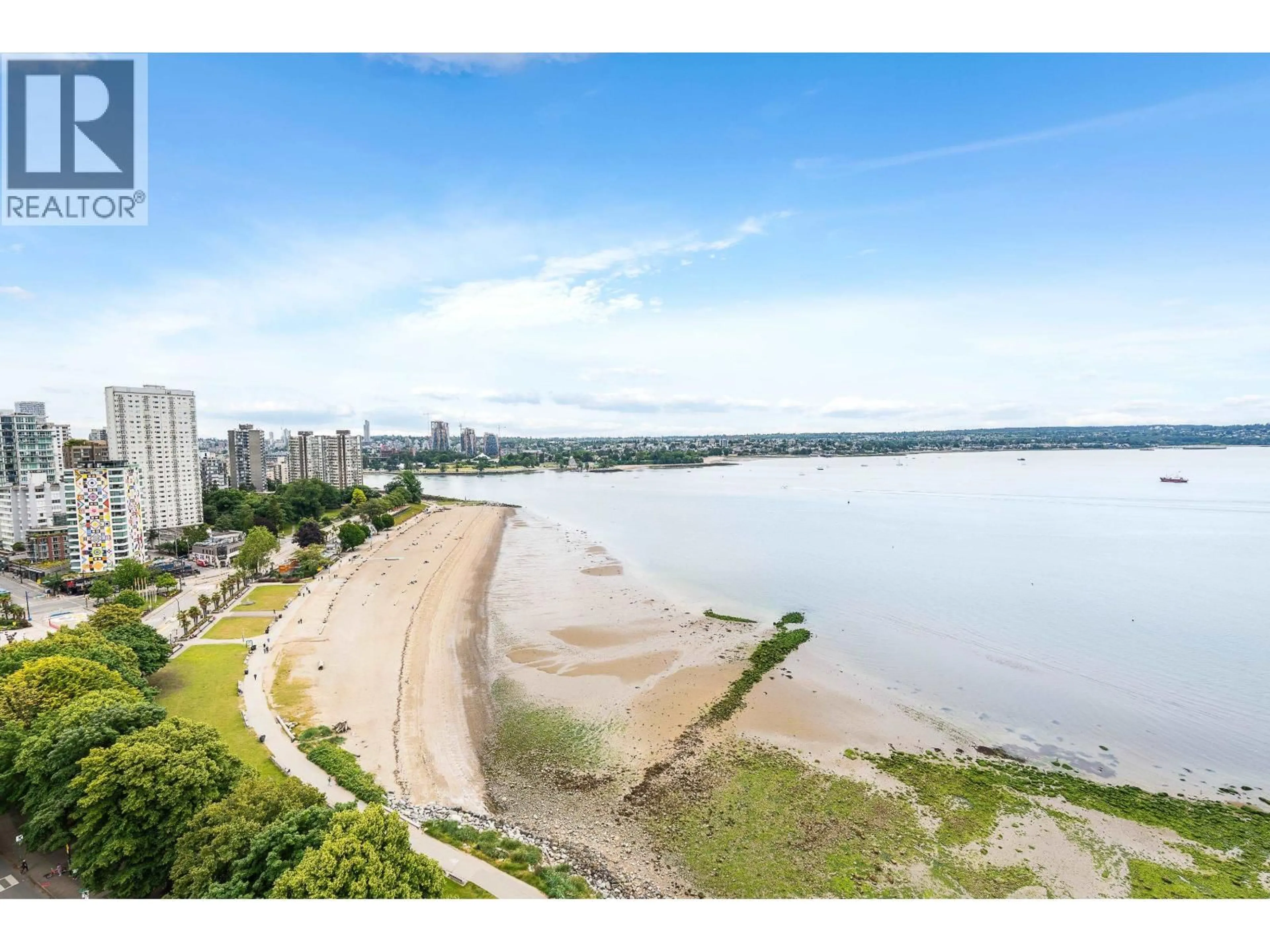 A pic from outside/outdoor area/front of a property/back of a property/a pic from drone, water/lake/river/ocean view for 201 - 1995 BEACH AVENUE, Vancouver British Columbia V6G2Y3