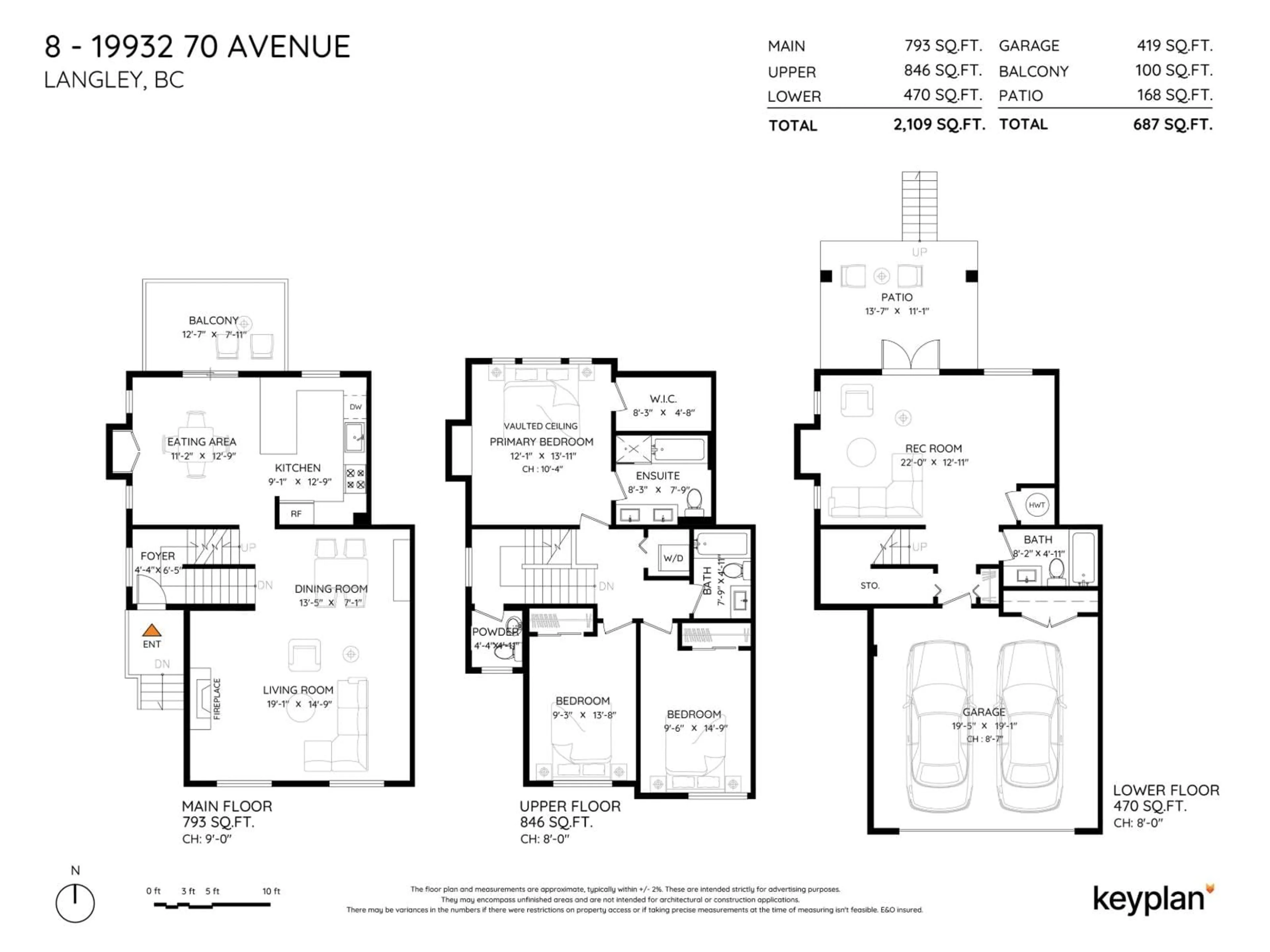 Floor plan for 8 - 19932 70, Langley British Columbia V2Y3C6