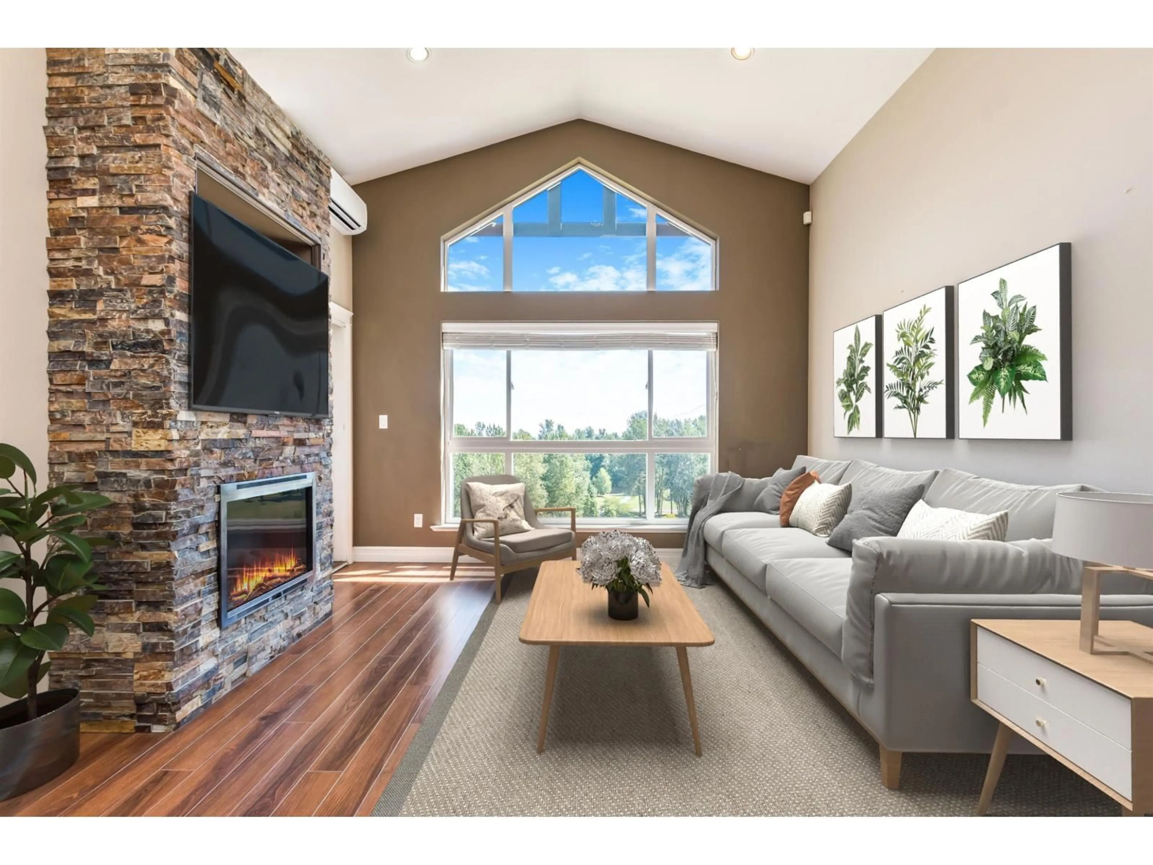 Living room with furniture, wood/laminate floor for 307 - 33755 7, Mission British Columbia V2V0A4
