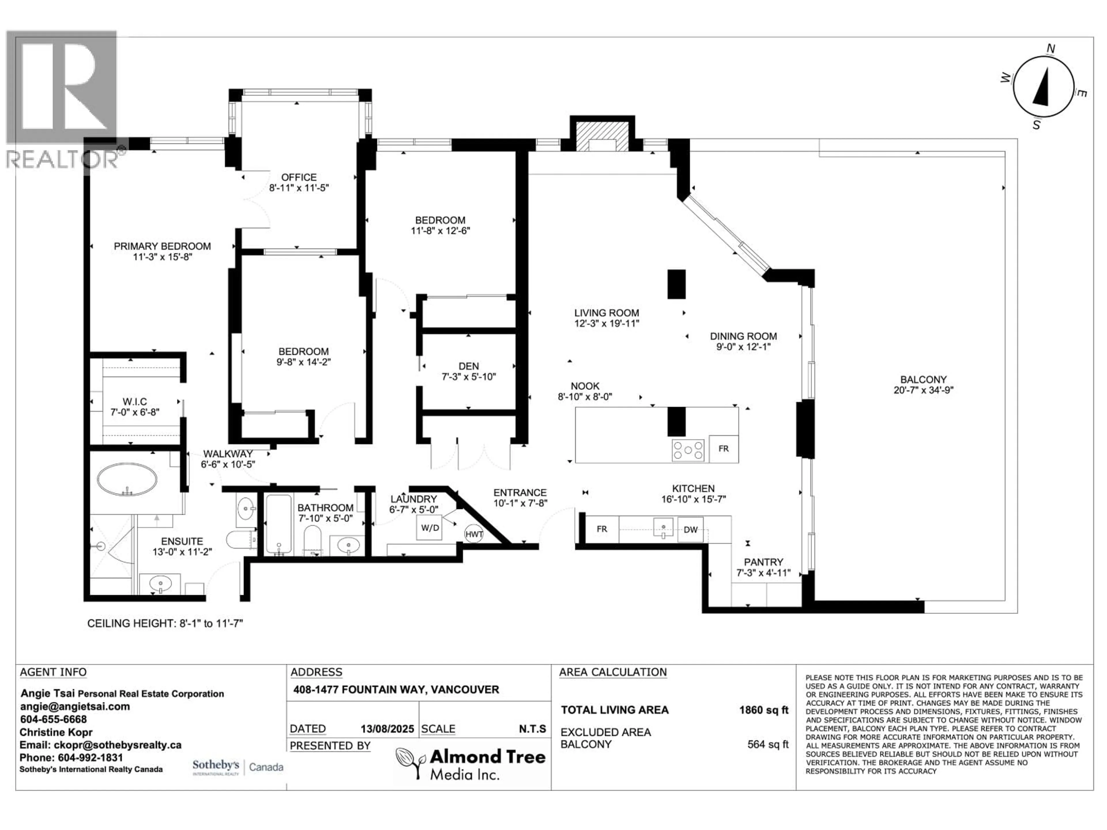 Floor plan for 408 - 1477 FOUNTAIN WAY, Vancouver British Columbia V6H3W9