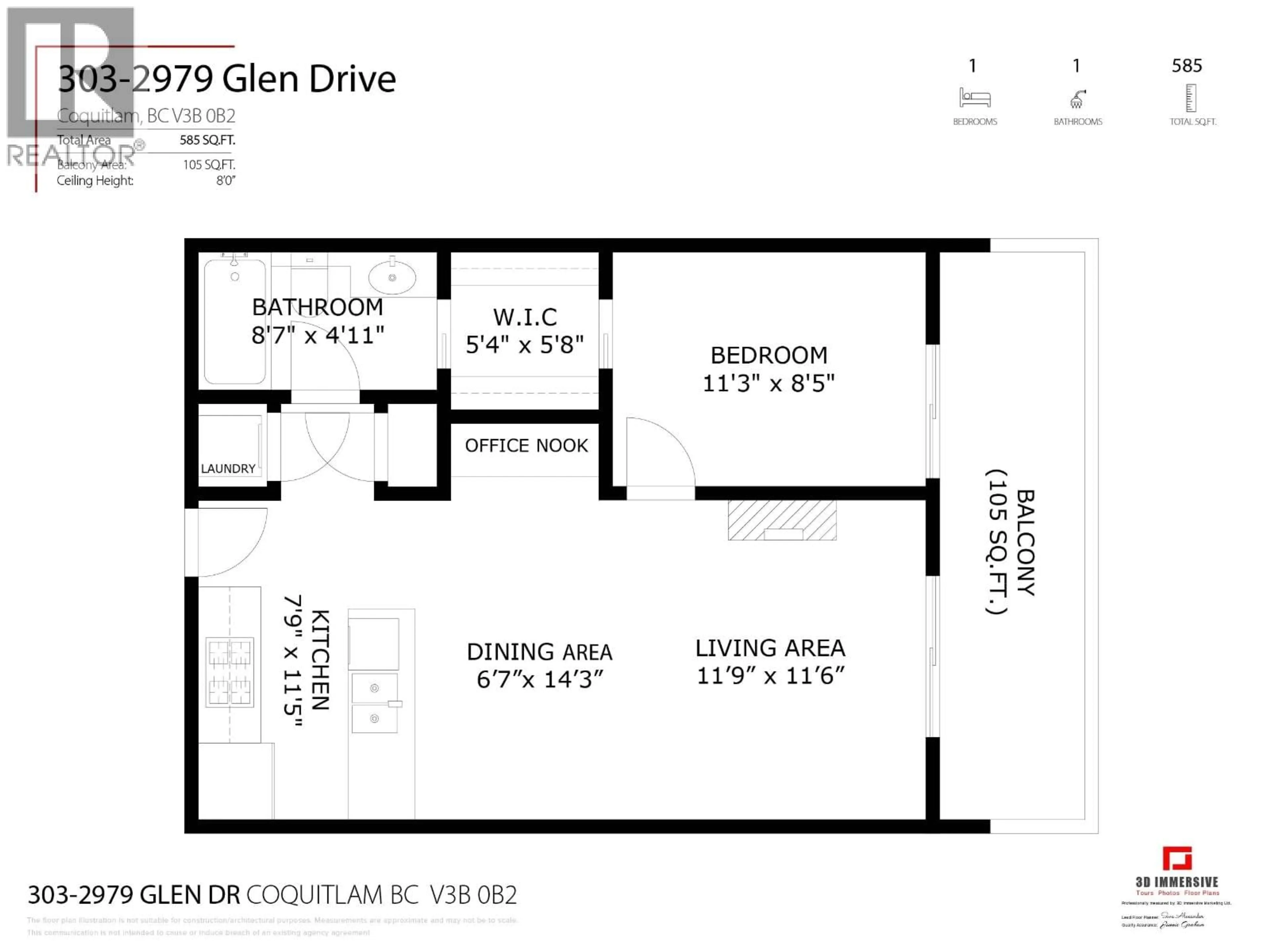 Floor plan for 303 - 2979 GLEN DRIVE, Coquitlam British Columbia V3B0B2
