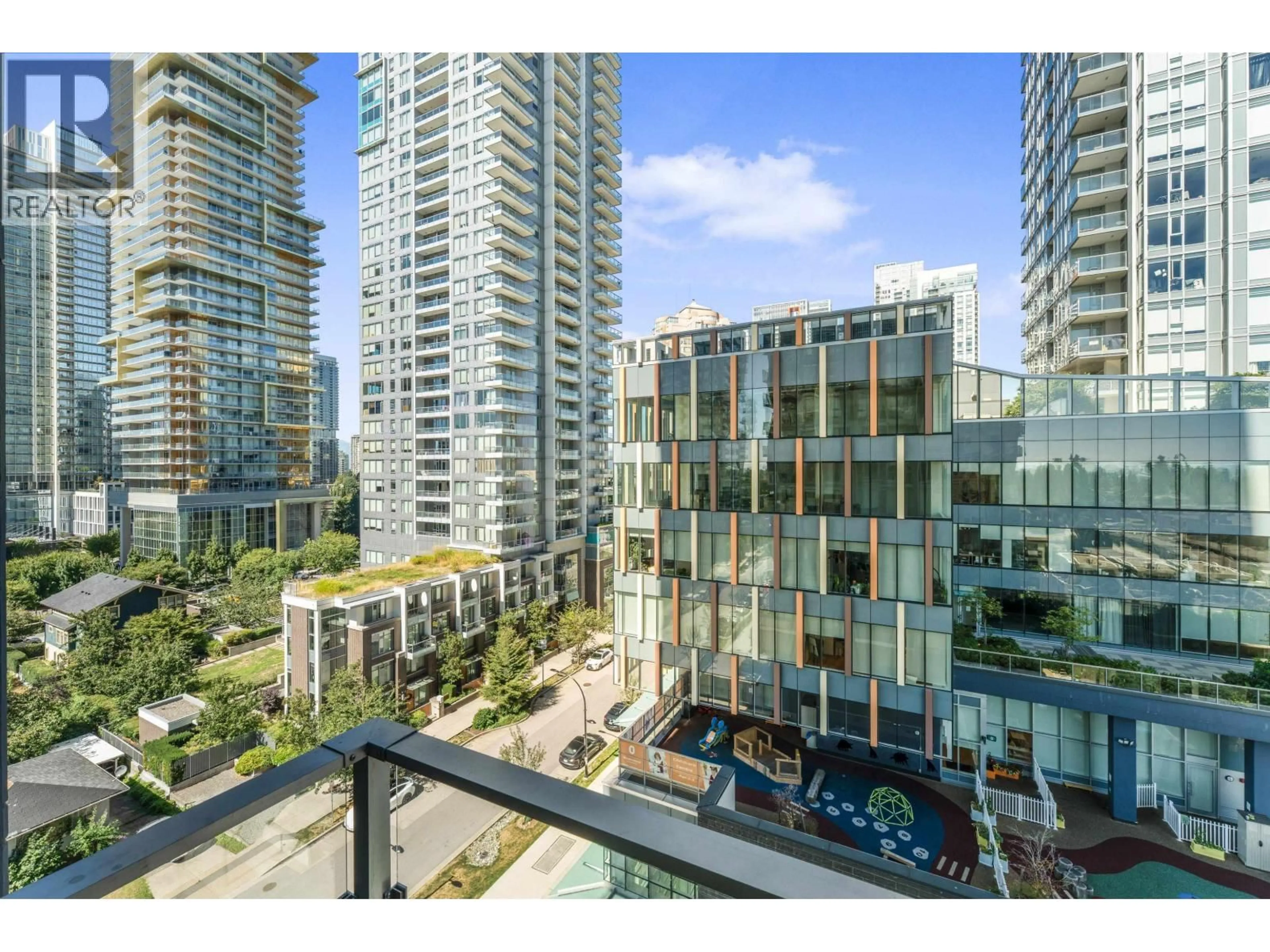 Patio, city buildings view from balcony for 807 - 6398 SILVER AVENUE, Burnaby British Columbia V5H0K7
