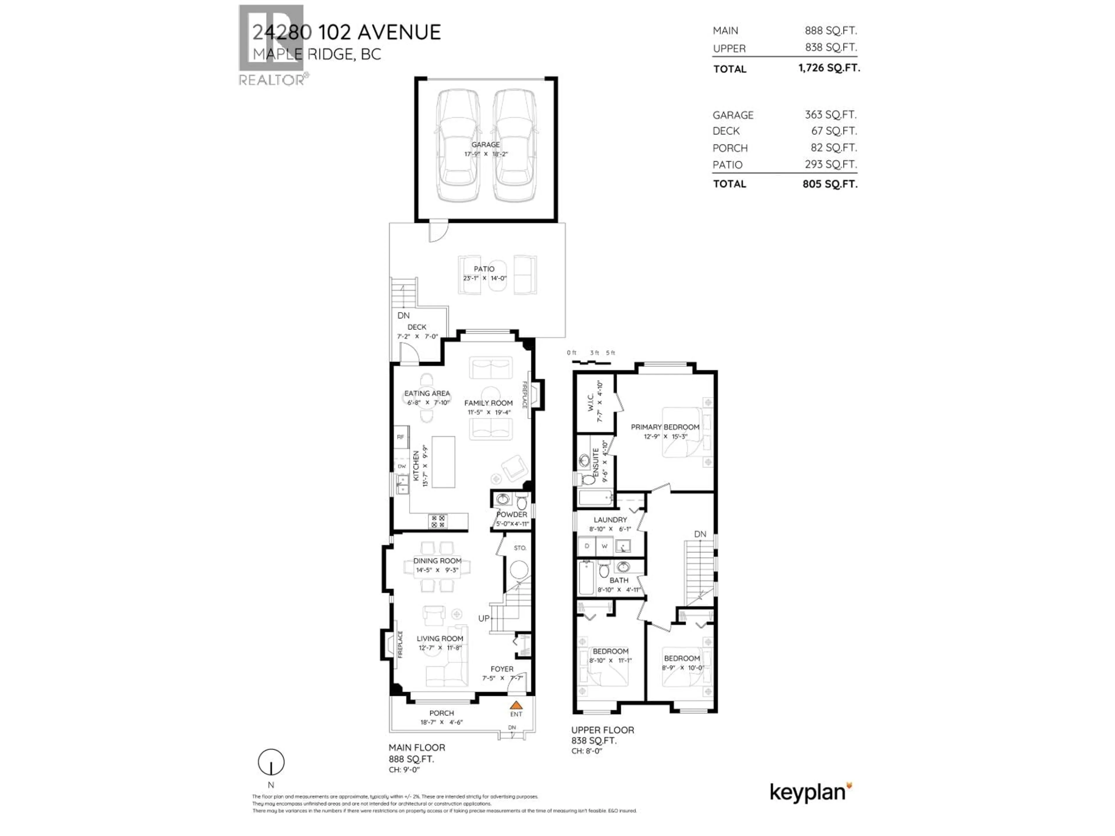 Floor plan for 24280 102 AVENUE, Maple Ridge British Columbia V2W0C2