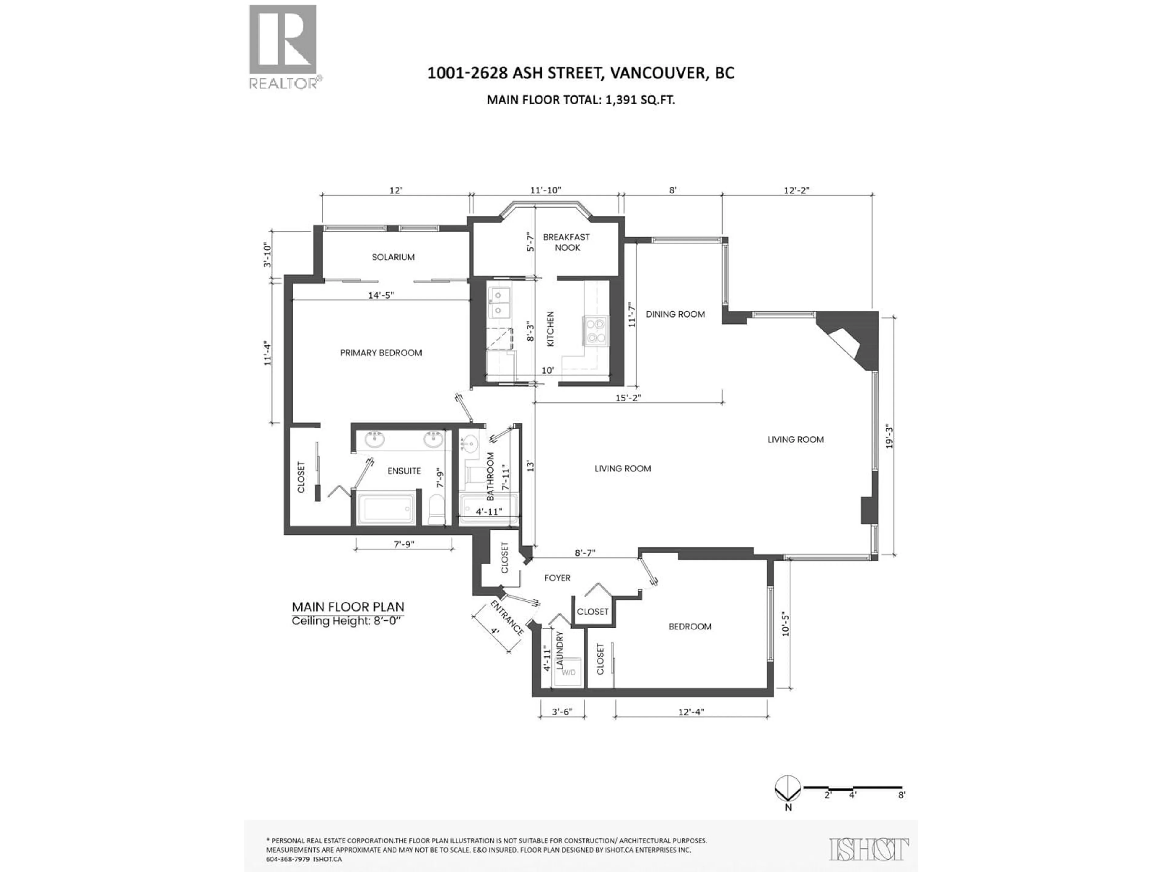 Floor plan for 1001 - 2628 ASH STREET, Vancouver British Columbia V5Z4L2