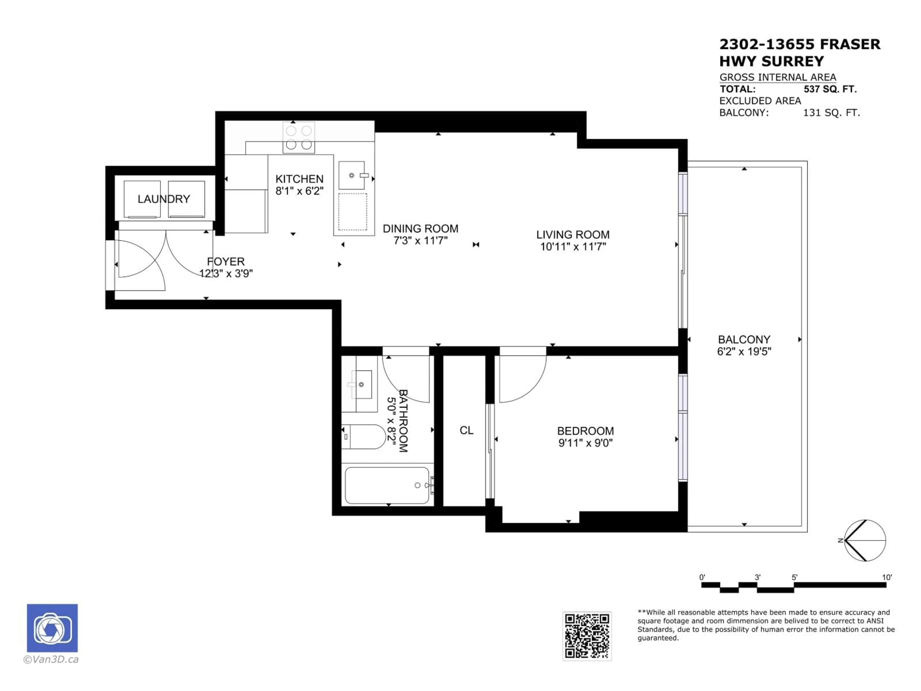 Floor plan for 2302 - 13655 FRASER, Surrey British Columbia V3T0P8