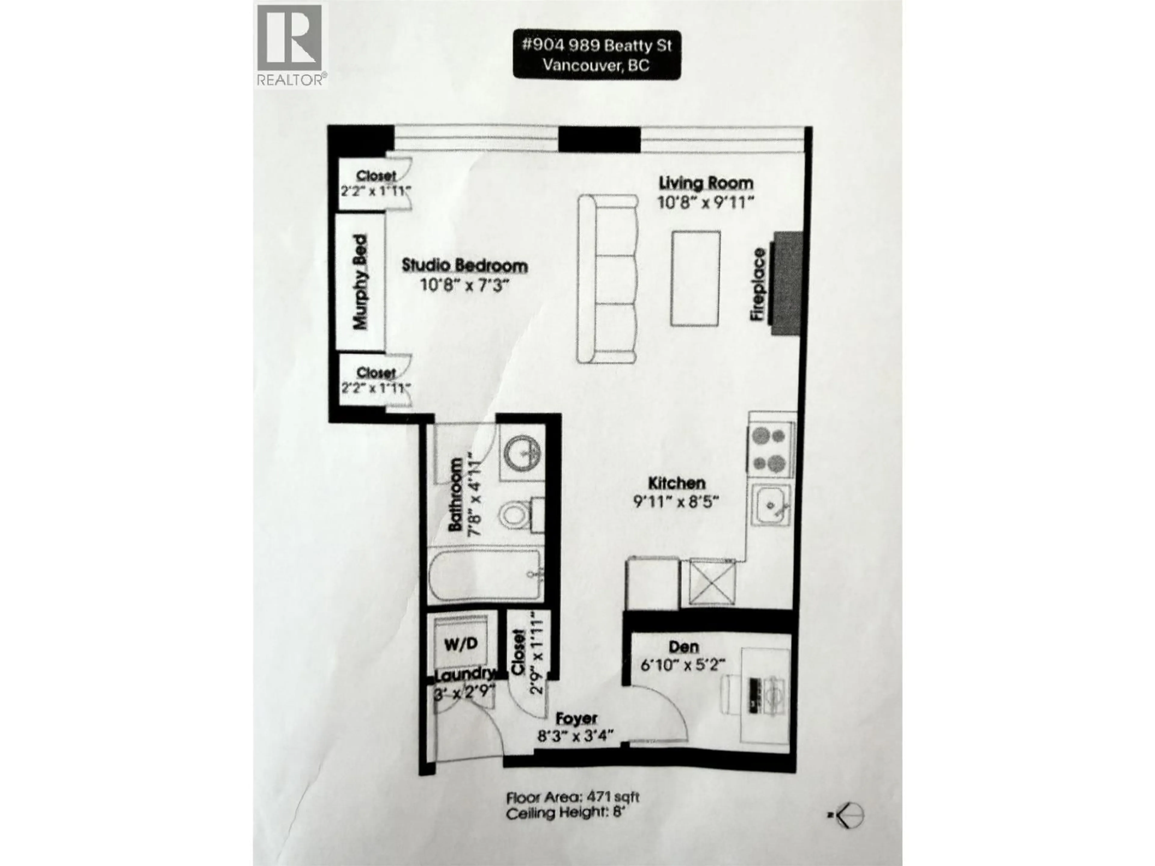 Floor plan for 904 - 989 BEATTY STREET, Vancouver British Columbia V6Z3C2