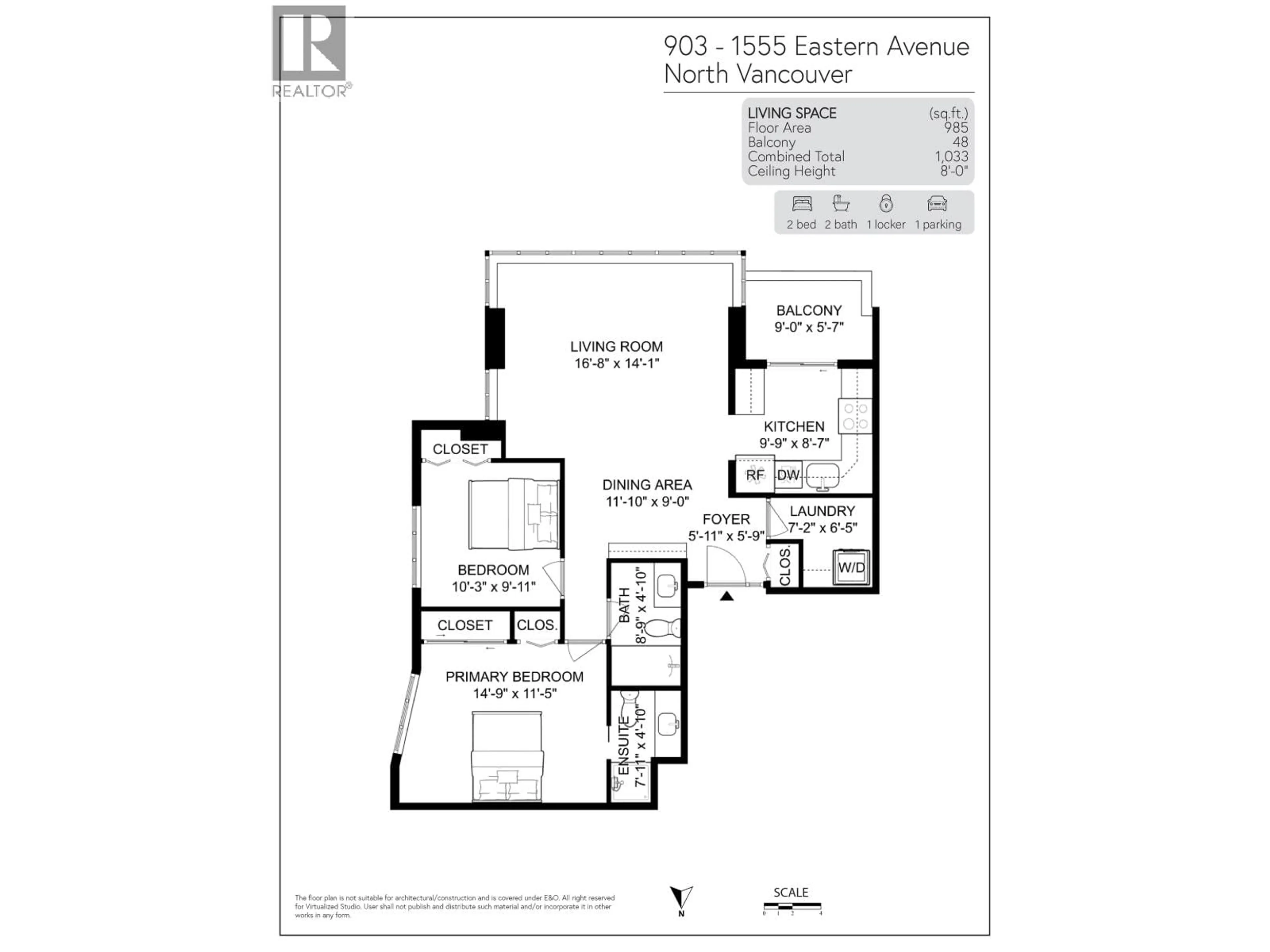 Floor plan for 903 - 1555 EASTERN AVENUE, North Vancouver British Columbia V7L3G2