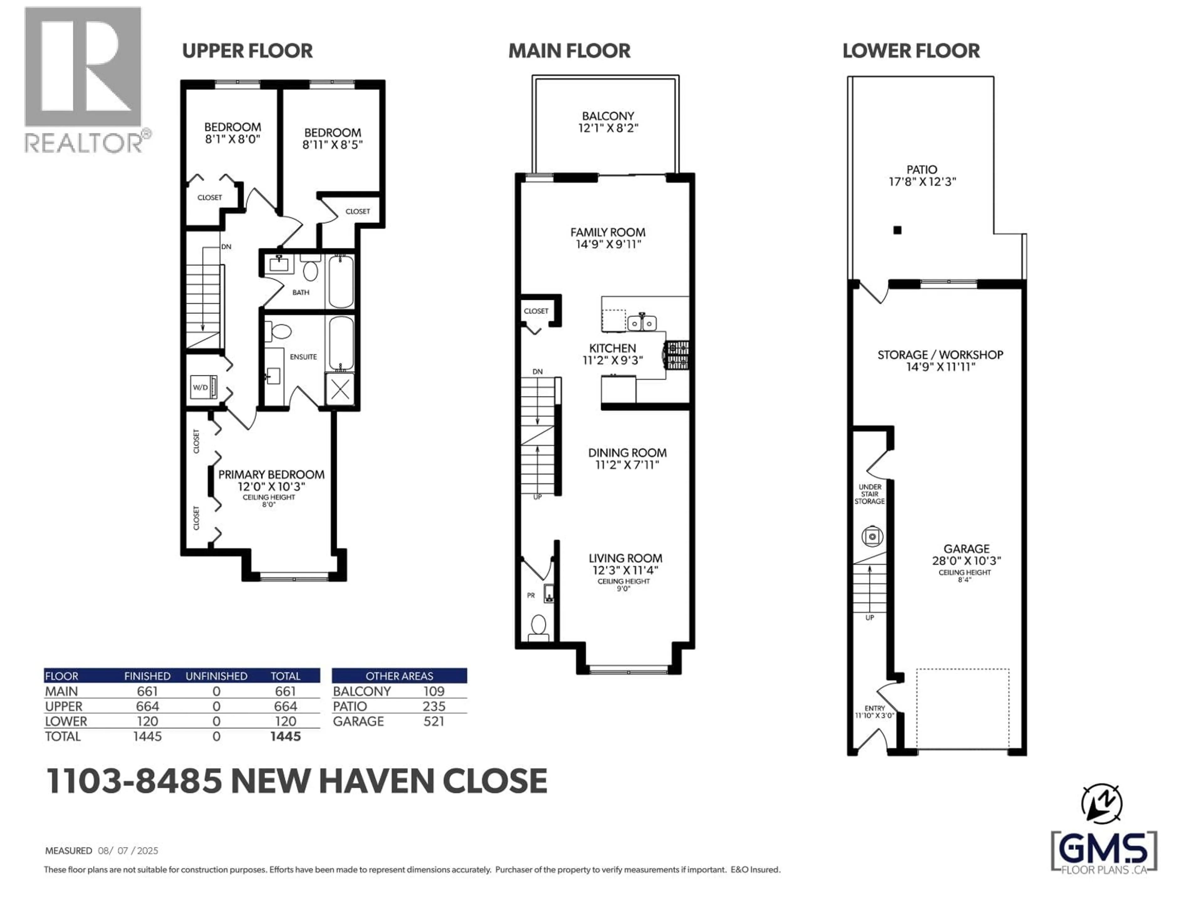 Floor plan for 1103 - 8485 NEW HAVEN CLOSE, Burnaby British Columbia V5J0B7