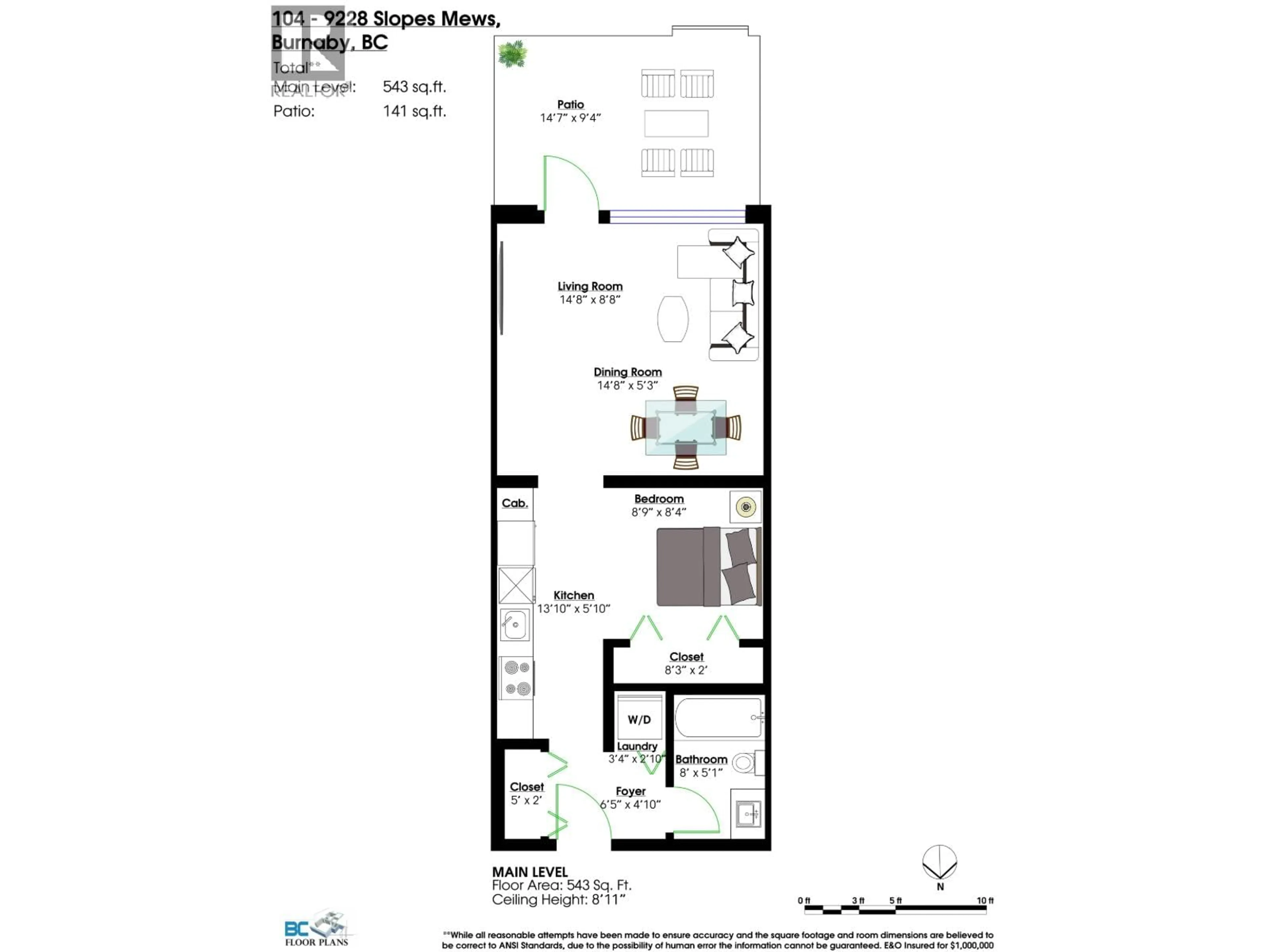 Floor plan for 104 - 9228 SLOPES MEWS, Burnaby British Columbia V5A0E9
