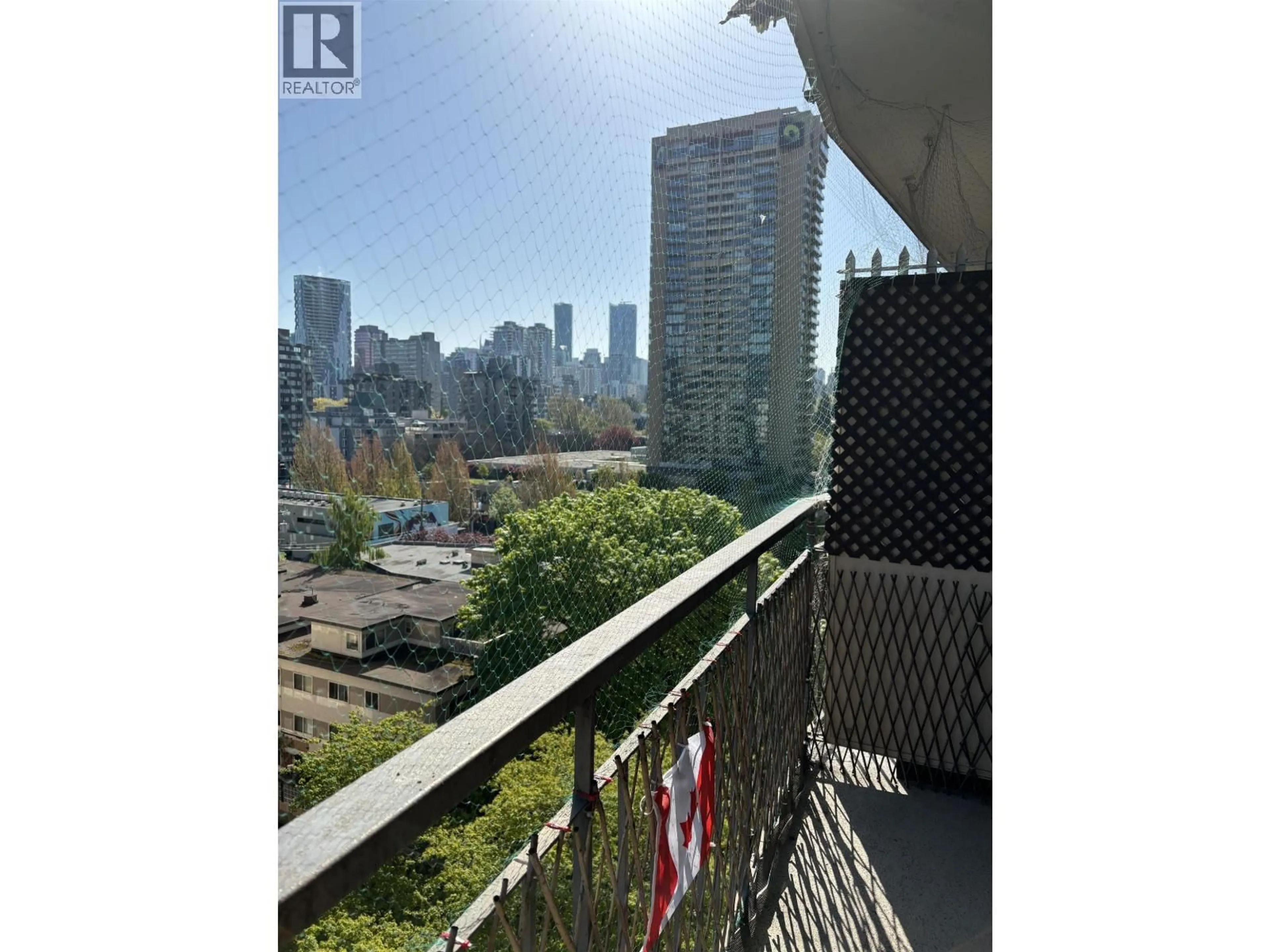 Balcony in the apartment, city buildings view from balcony for 1006 - 1850 COMOX STREET, Vancouver British Columbia V6G1R3