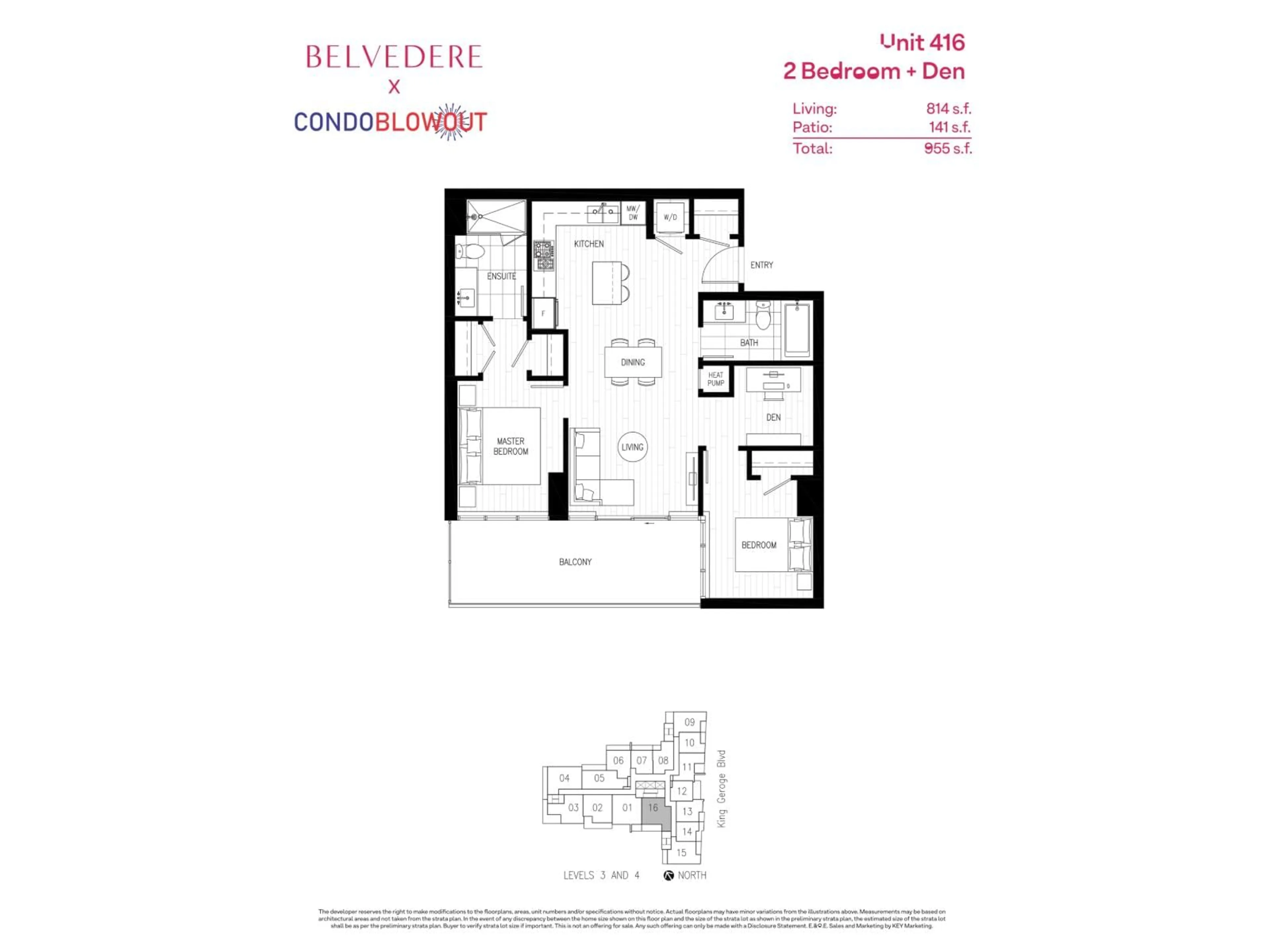 Floor plan for 416 - 9675 KING GEORGE, Surrey British Columbia V3T2V3