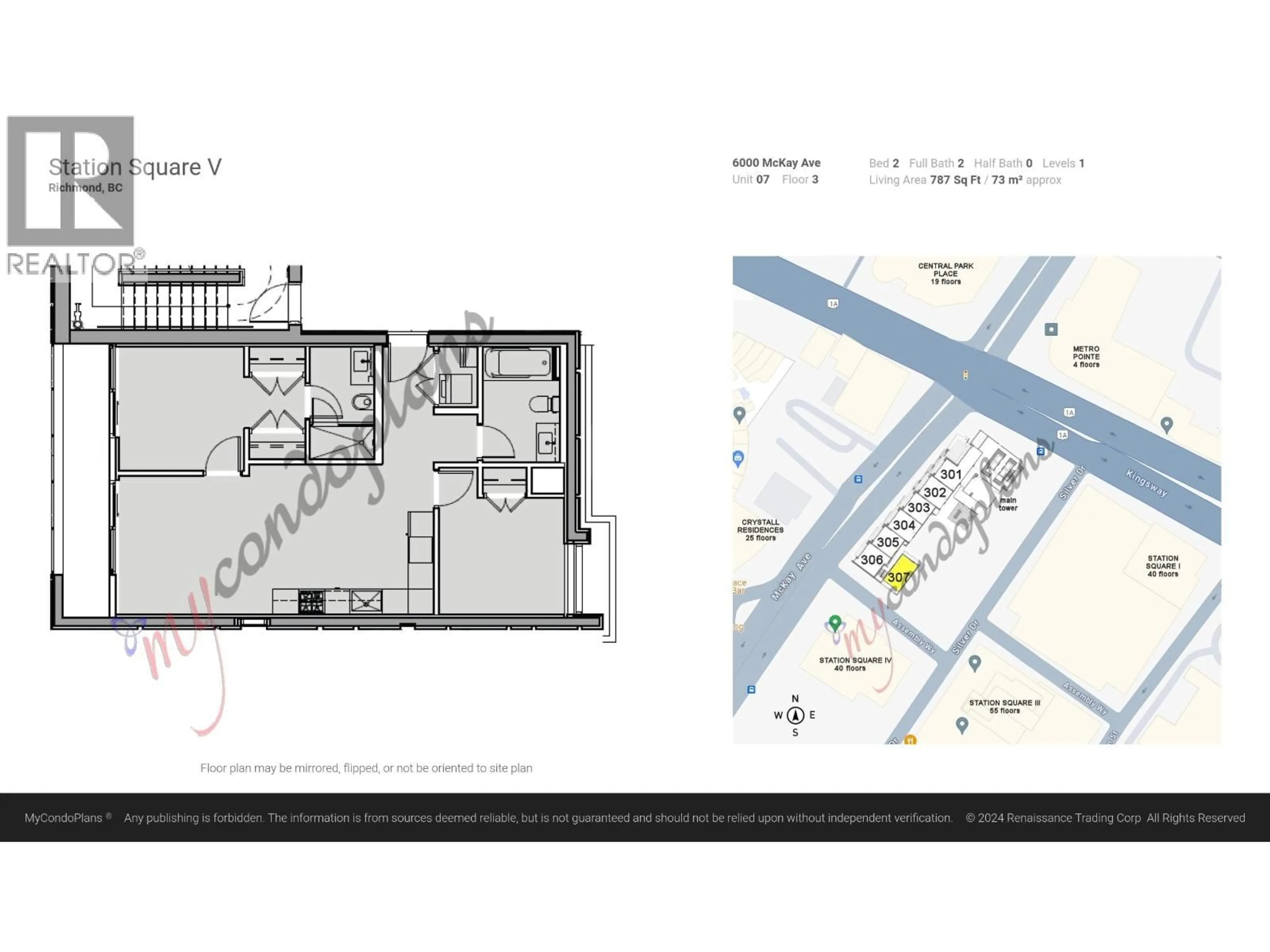 Floor plan for 307 - 6000 MCKAY AVENUE, Burnaby British Columbia V5H0K2