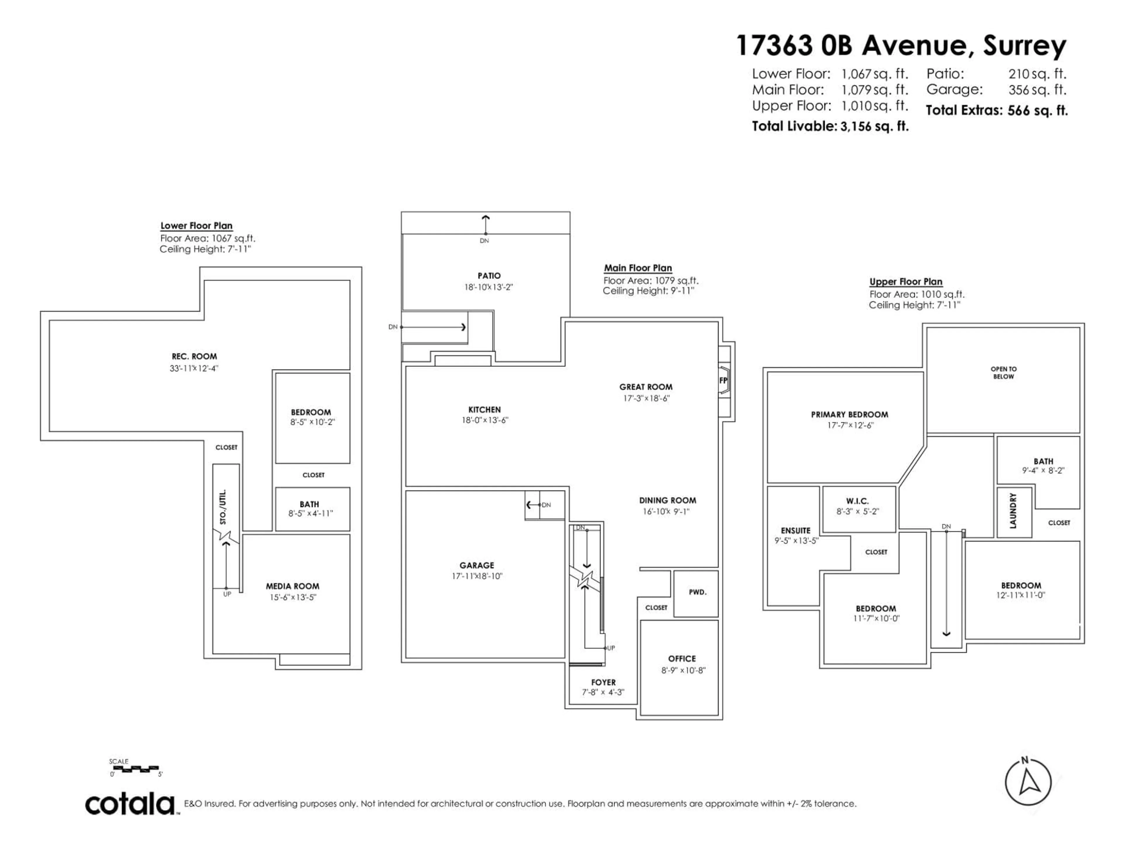 Floor plan for 17363 0B, Surrey British Columbia V3Z8L2
