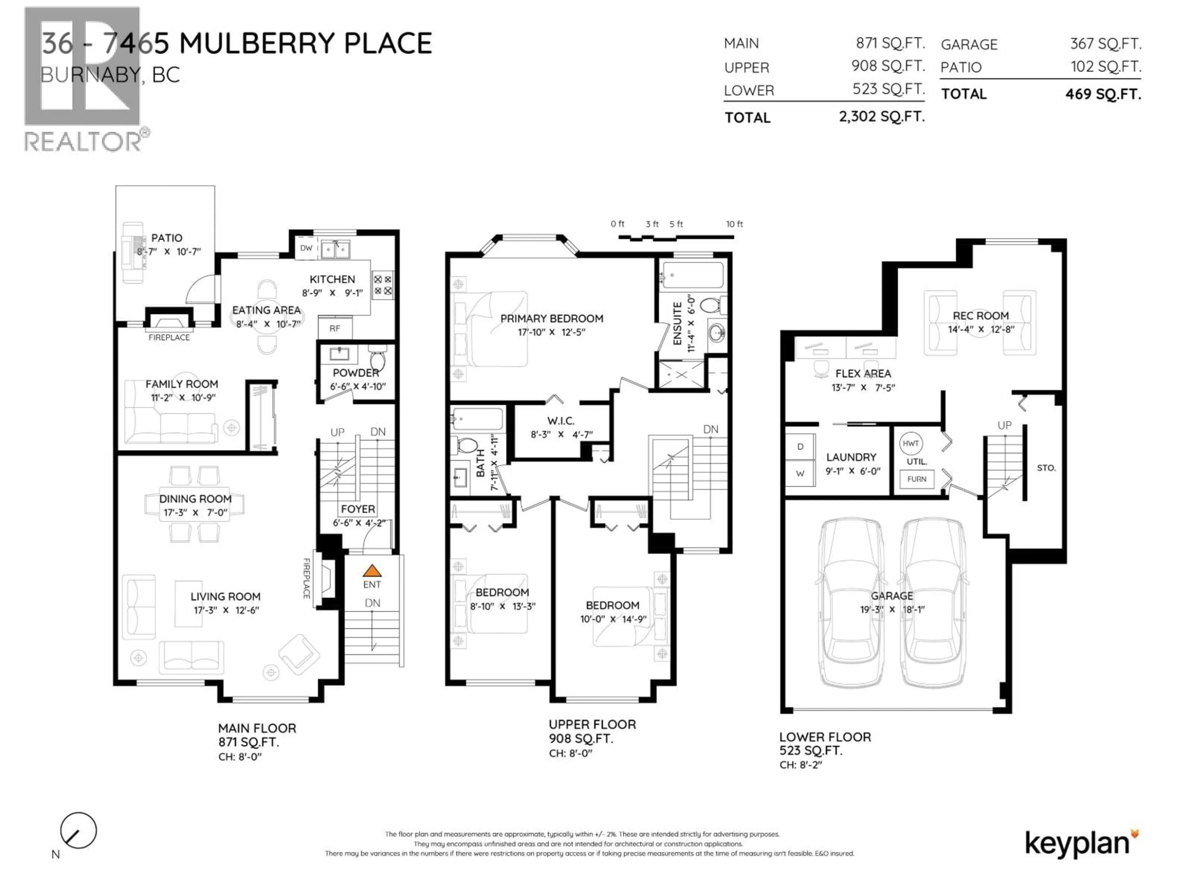 Floor plan for 36 - 7465 MULBERRY PLACE, Burnaby British Columbia V3N5A1