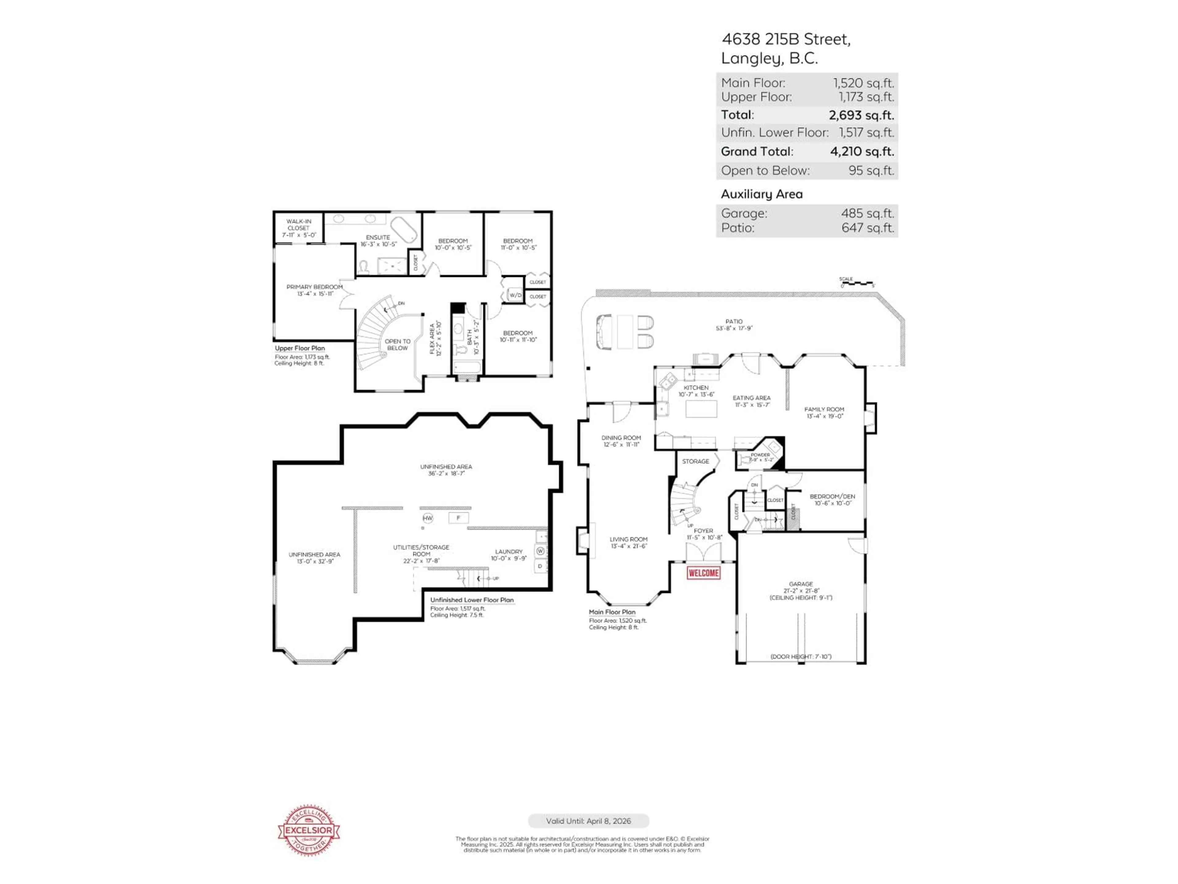 Floor plan for 4638 215B, Langley British Columbia V3A9E8