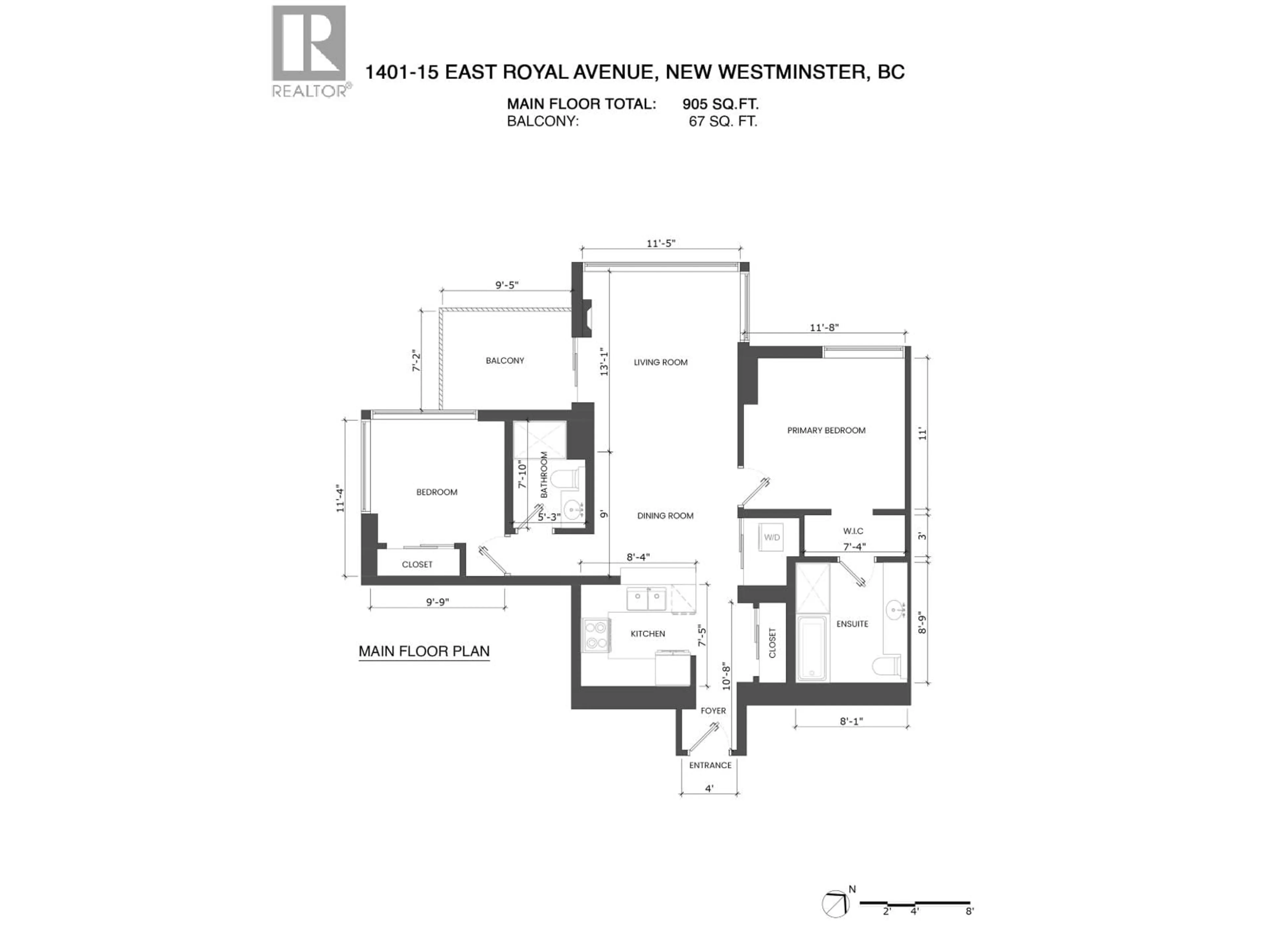Floor plan for 1401 - 15 ROYAL AVENUE, New Westminster British Columbia V3L0A9