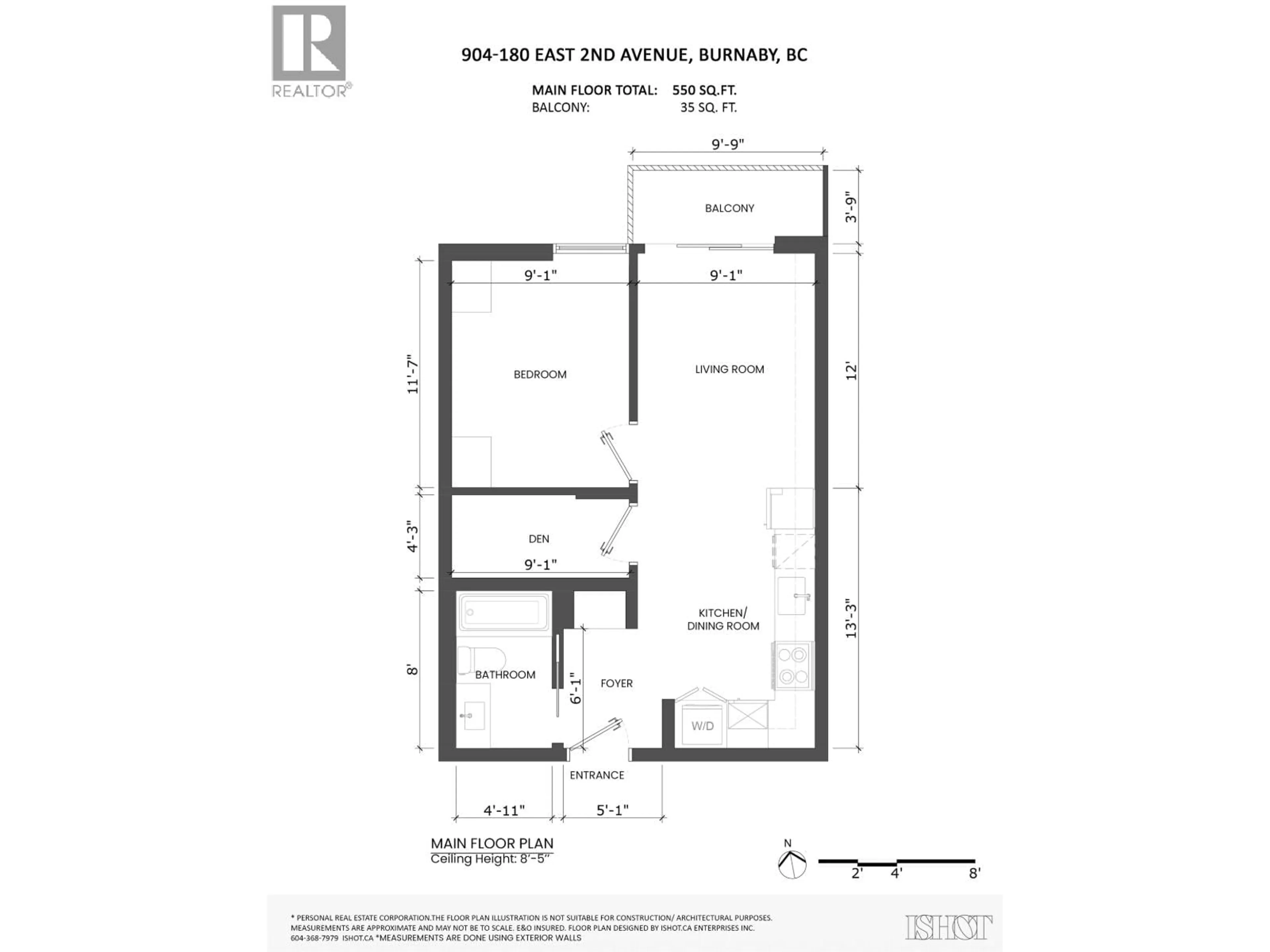 Floor plan for 904 - 180 2ND AVENUE, Vancouver British Columbia V5T0K4