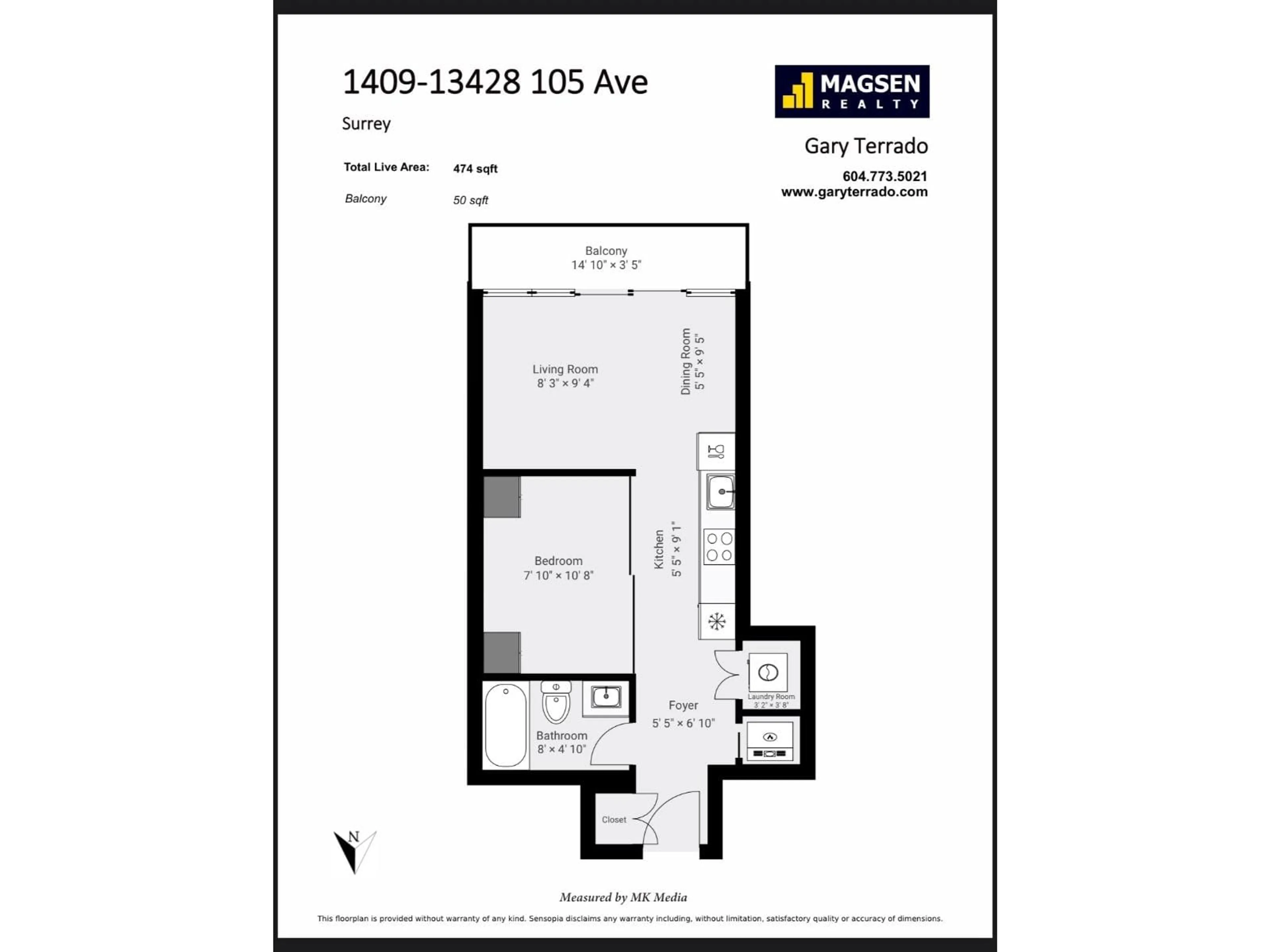 Floor plan for 1409 - 13428 105, Surrey British Columbia V3T0S6