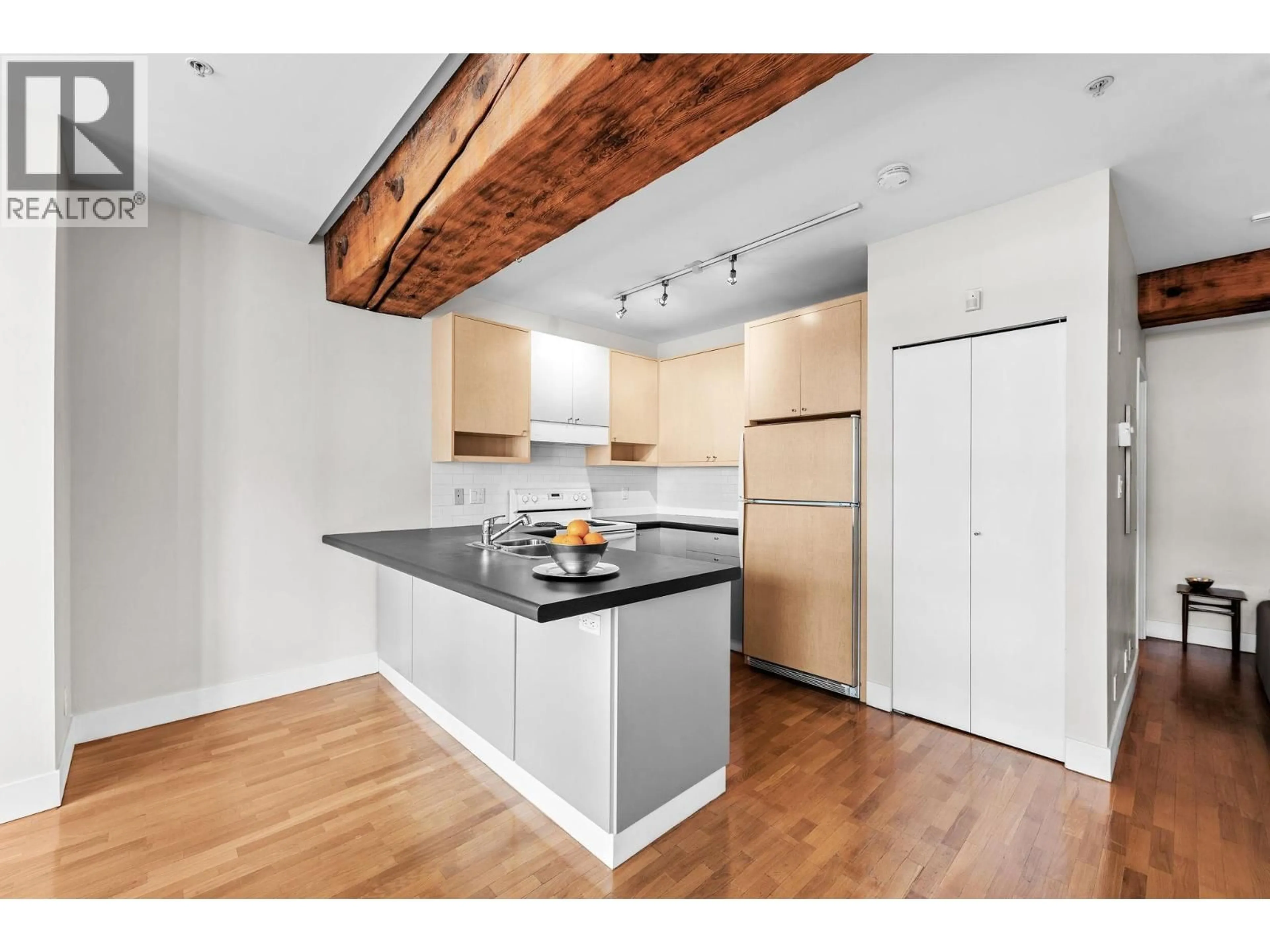Open concept kitchen, wood/laminate floor for 201 - 869 BEATTY STREET, Vancouver British Columbia V6B2M6