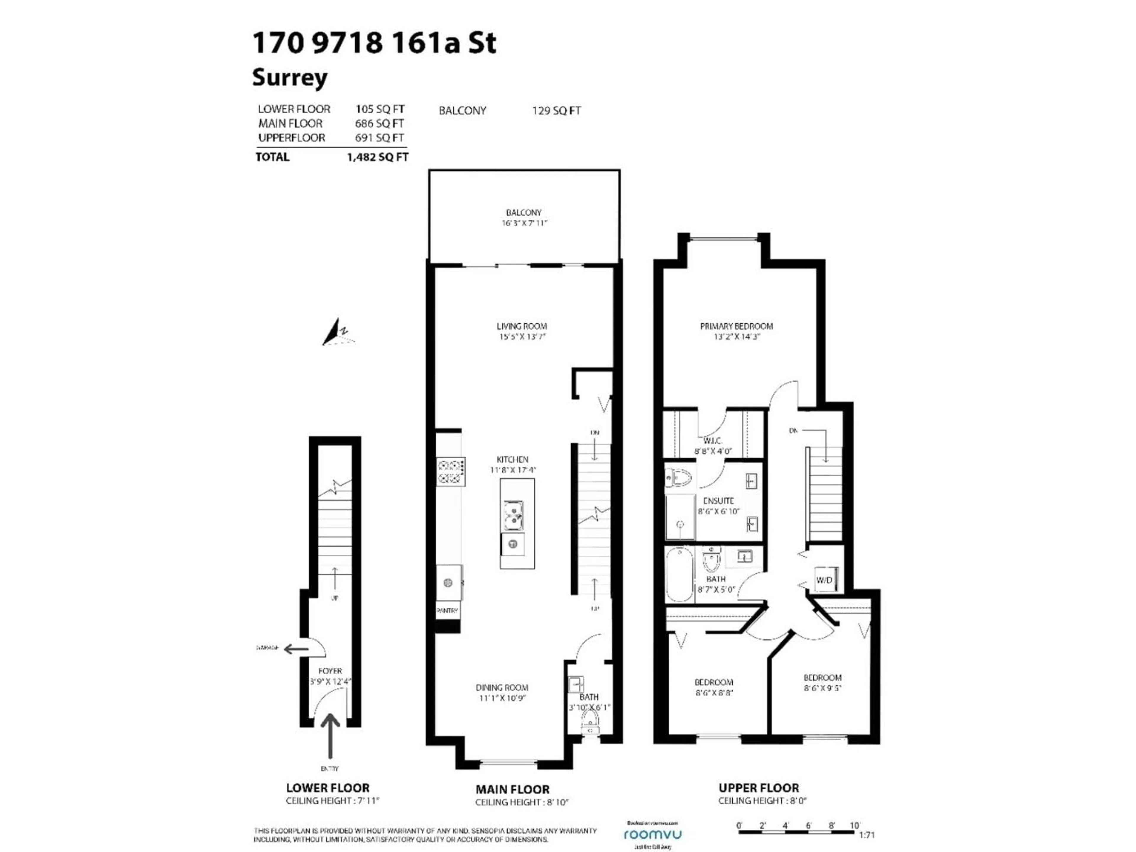 Floor plan for 170 - 9718 161A, Surrey British Columbia V4N6S7