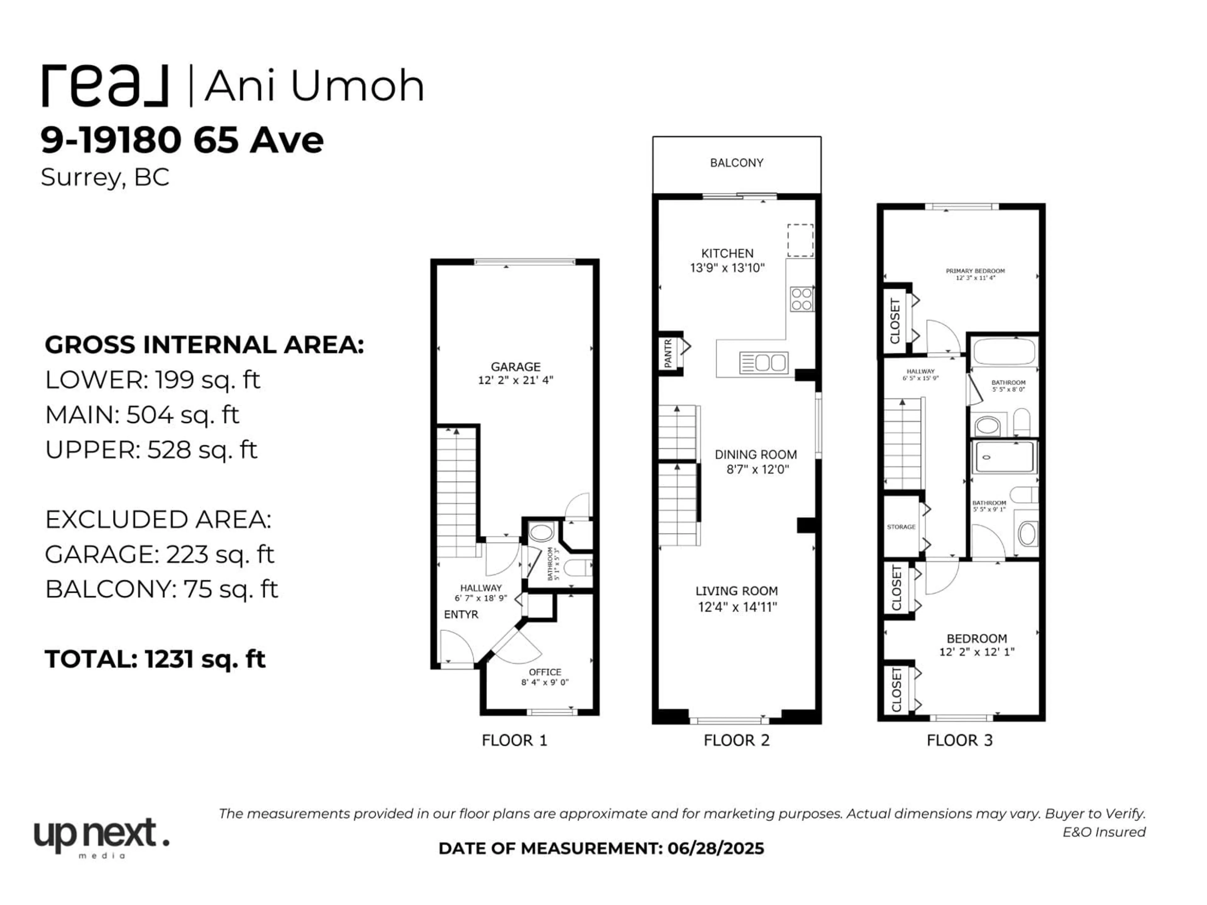 Floor plan for 9 - 19180 65, Surrey British Columbia V4N6M5