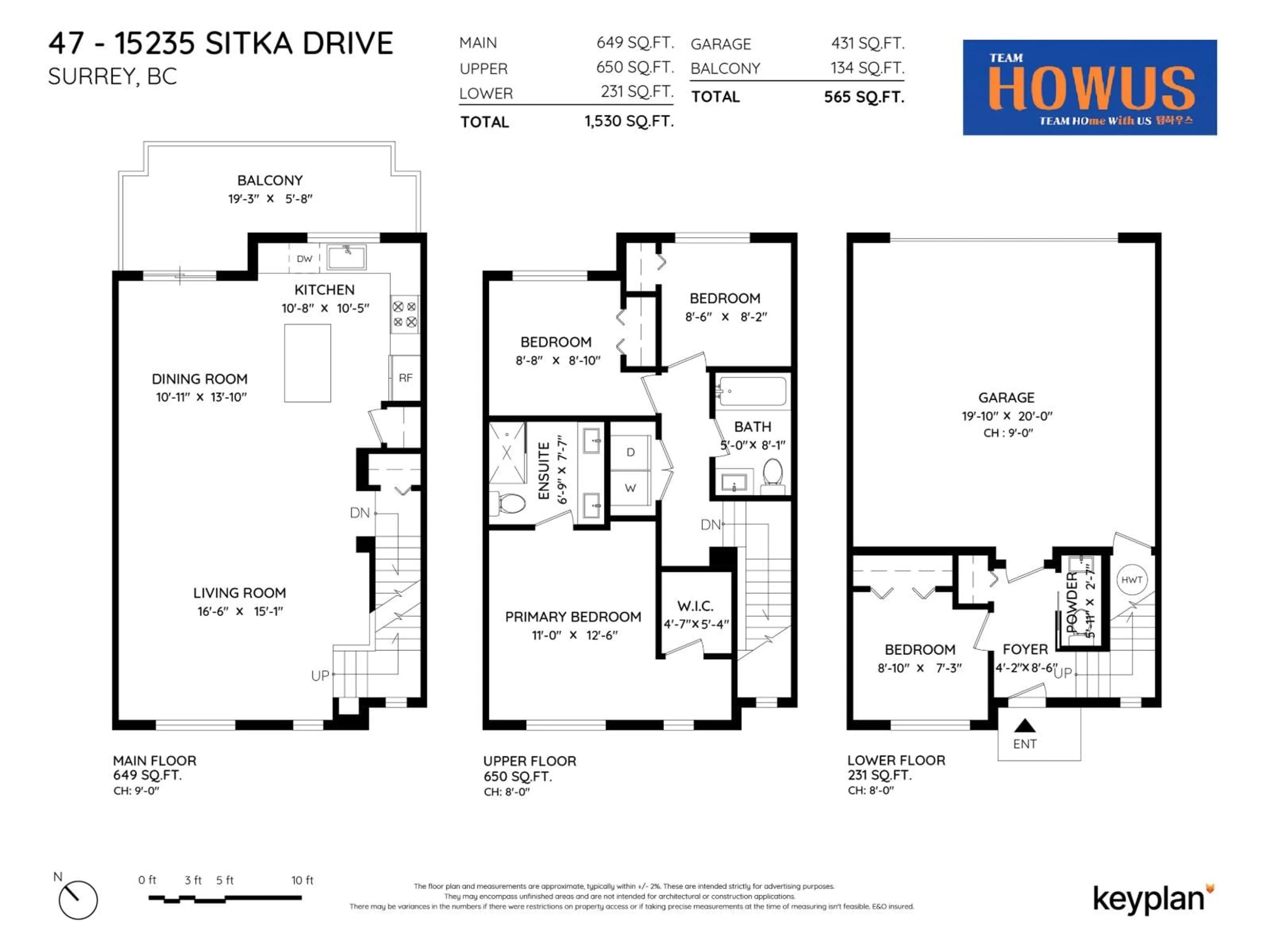 Floor plan for 47 - 15235 SITKA, Surrey British Columbia V3S0A9